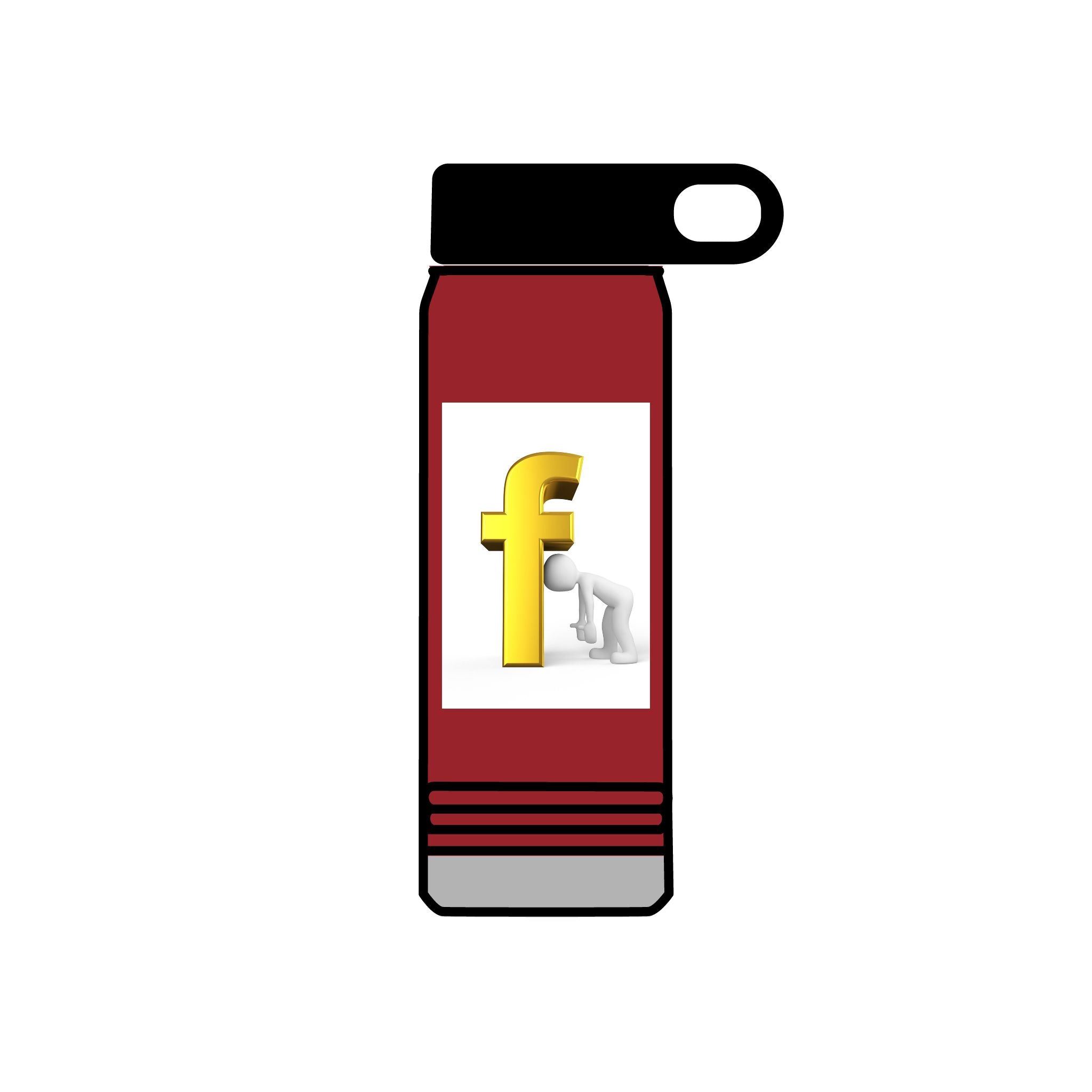 3D Yellow Letter F Figurine Water Bottle | 20oz Stainless Steel Bottle