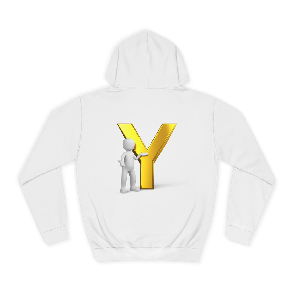 3D Gold Letter Y with Figure Hoodie | Initial Monogram Sweatshirt