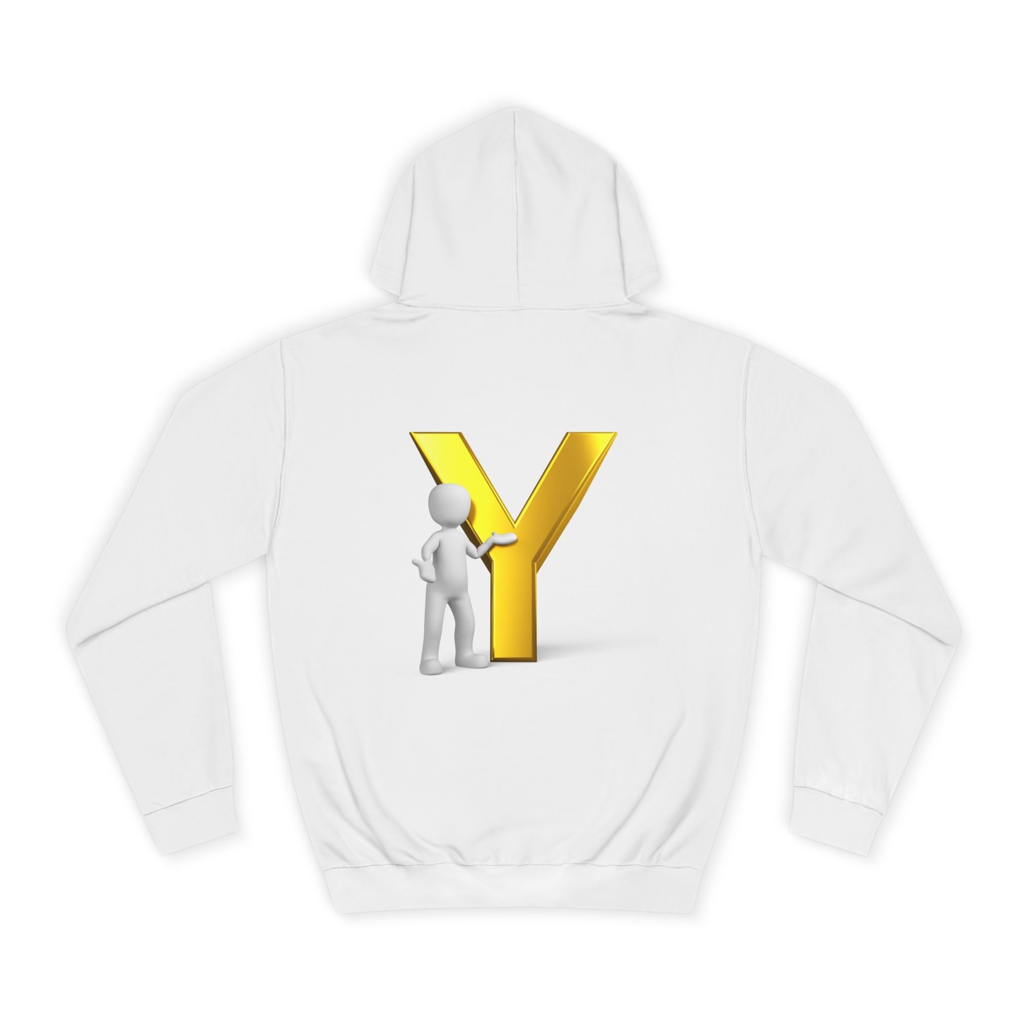 3D Gold Letter Y with Figure Hoodie | Initial Monogram Sweatshirt