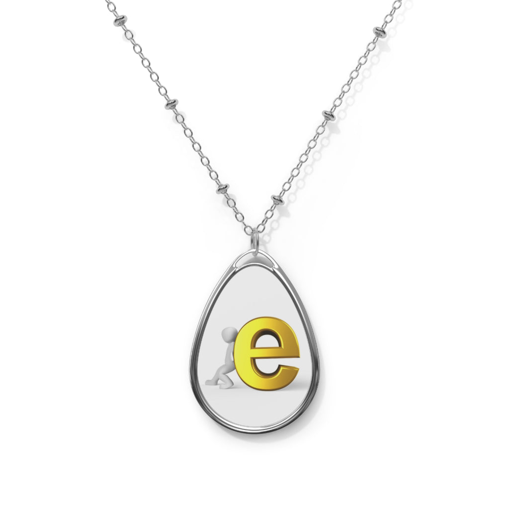 Oval Initial Pendant Necklace — Personalized 'e' Teardrop Locket