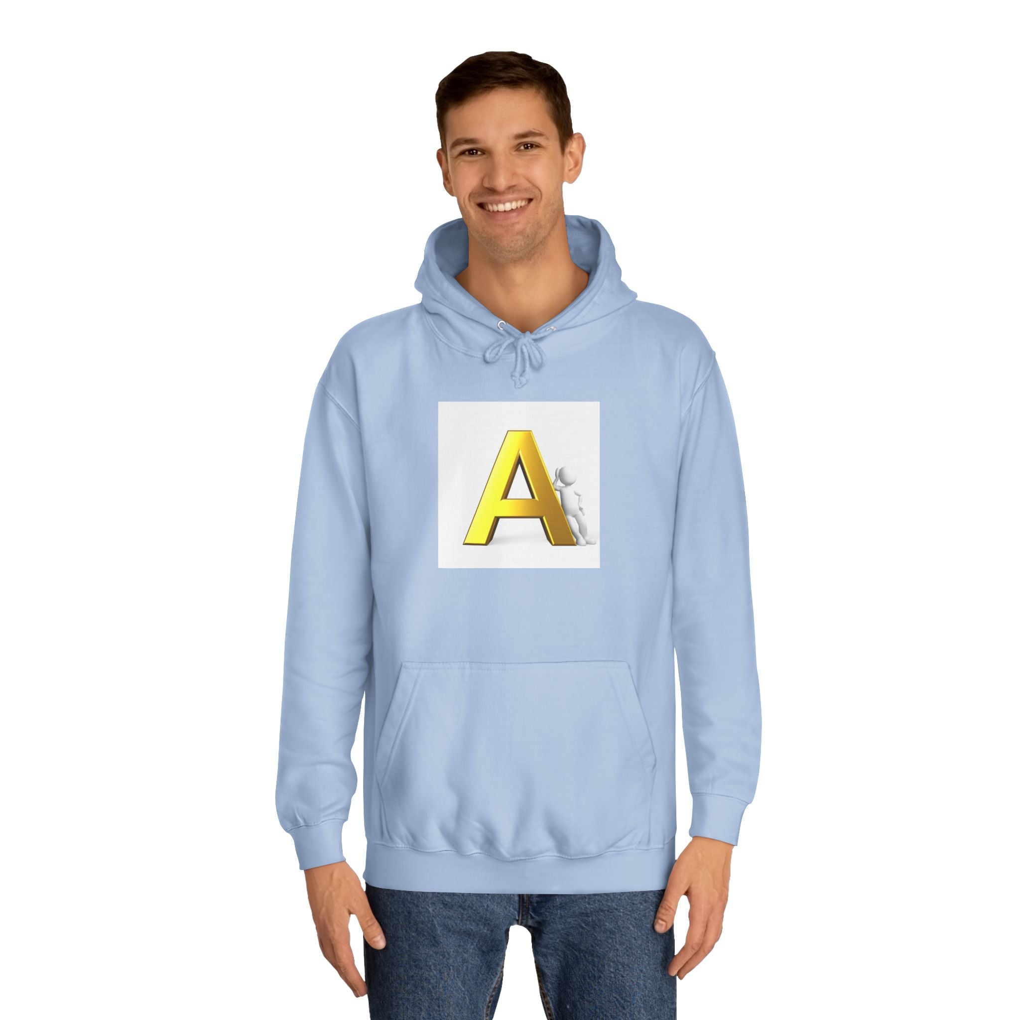 Gold 3D Letter A Hoodie | Monogram Initial A sweatshirt