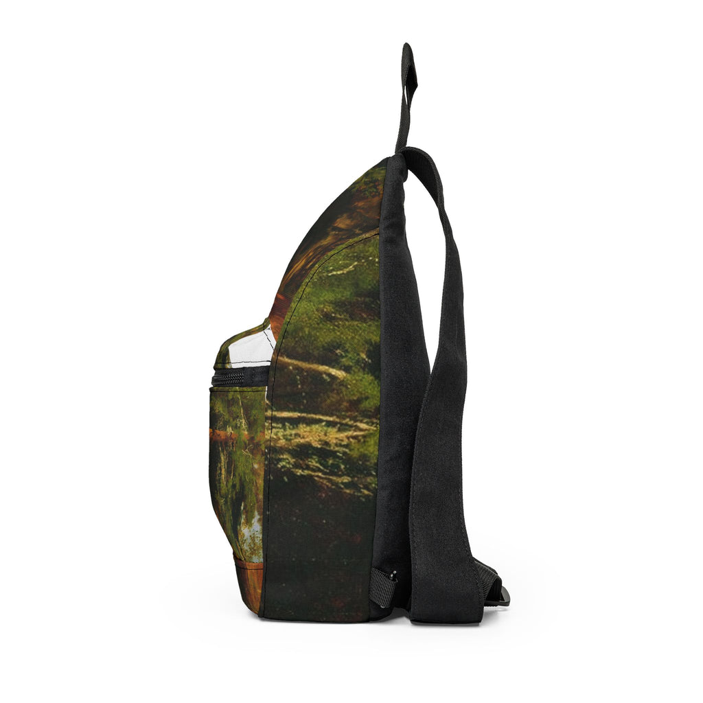 Forest Cabin Painting Sling Bag | Nature Landscape Crossbody