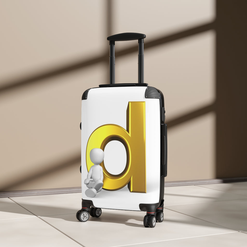 3D Gold Letter D Monogram Suitcase | Custom Initial Luggage