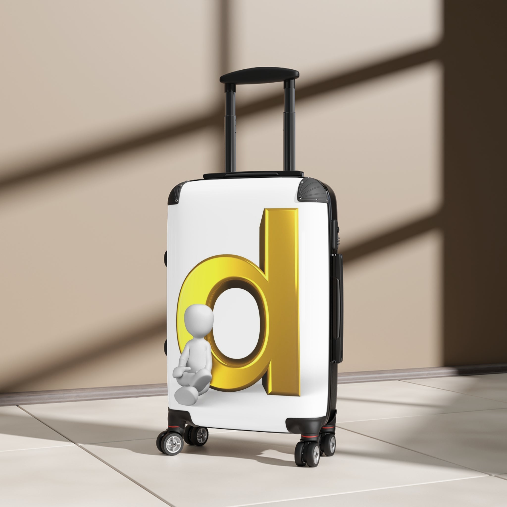 3D Gold Letter D Monogram Suitcase | Custom Initial Luggage