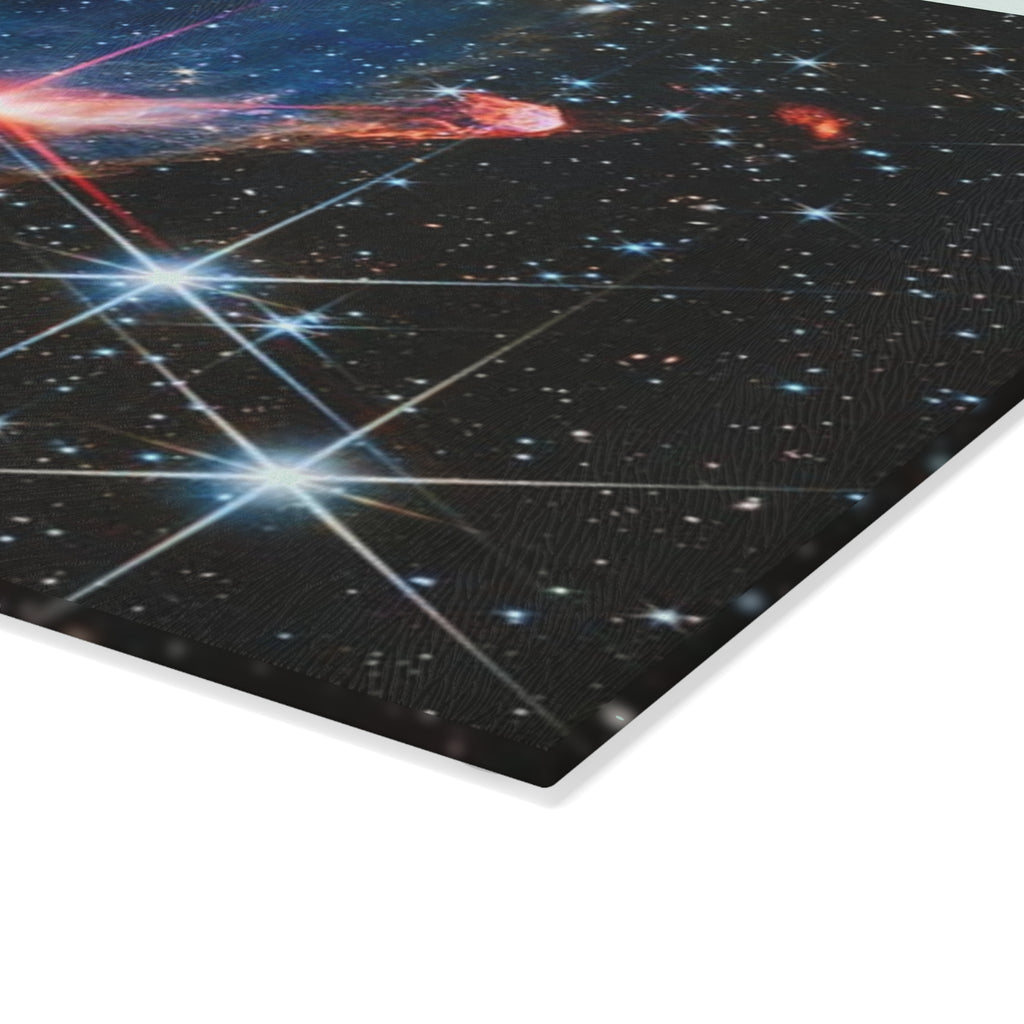 Cosmic Nebula Galaxy Glass Cutting Board | Space Starfield Kitchen Decor