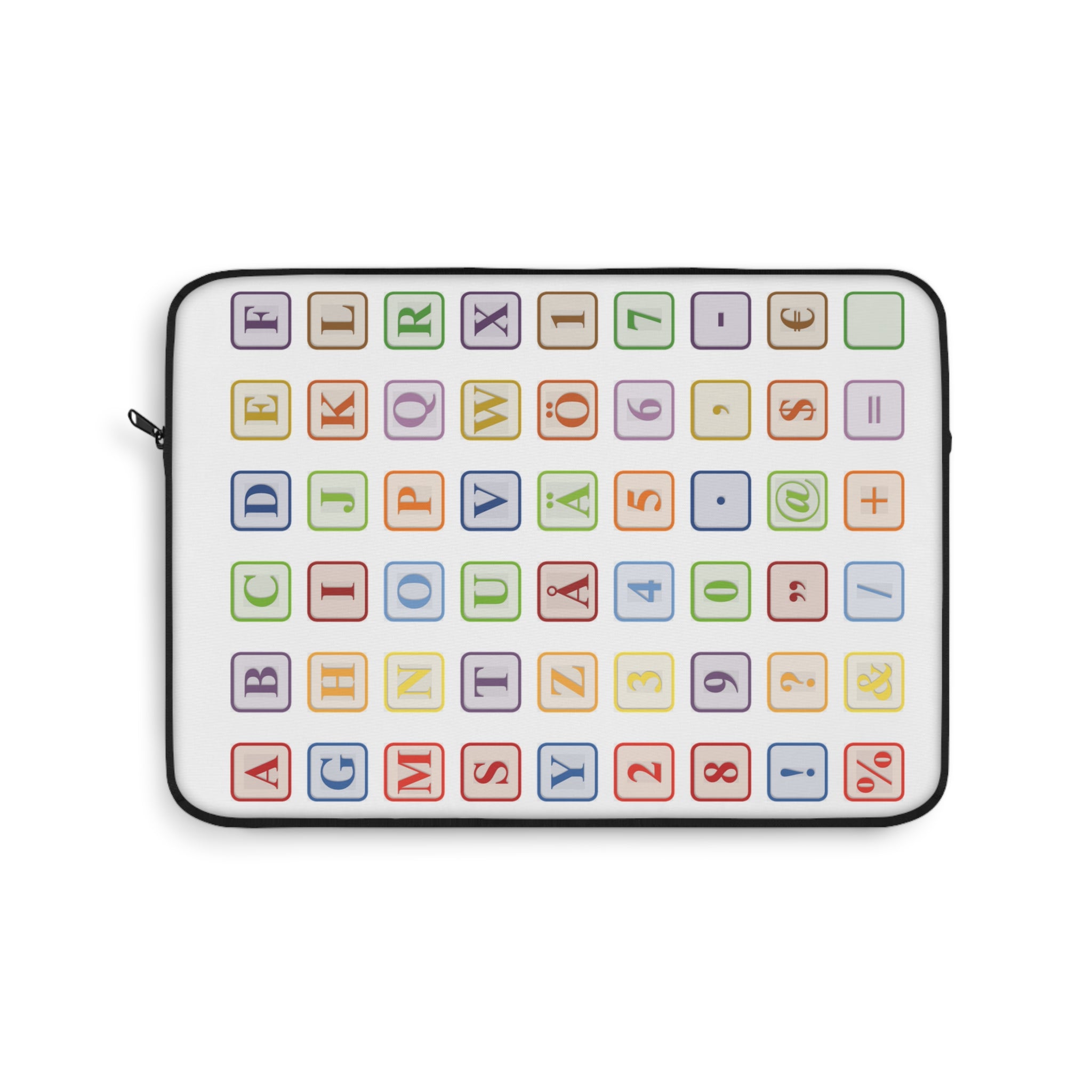 Housse d'ordinateur portable avec touches de clavier colorées | Motif de lettres de machine à écrire rétro