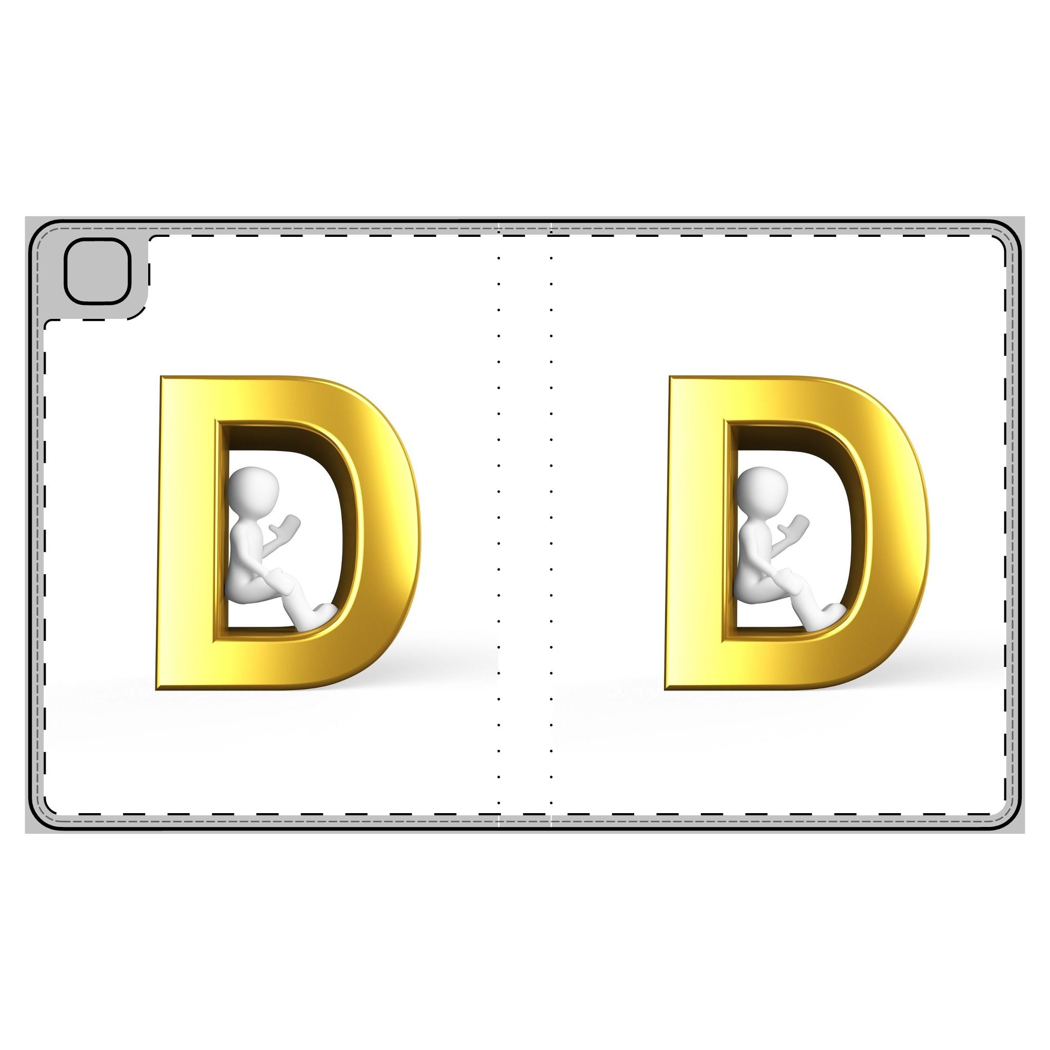 Gold Letter D monogram Tablet Folio Case | Initial D cover