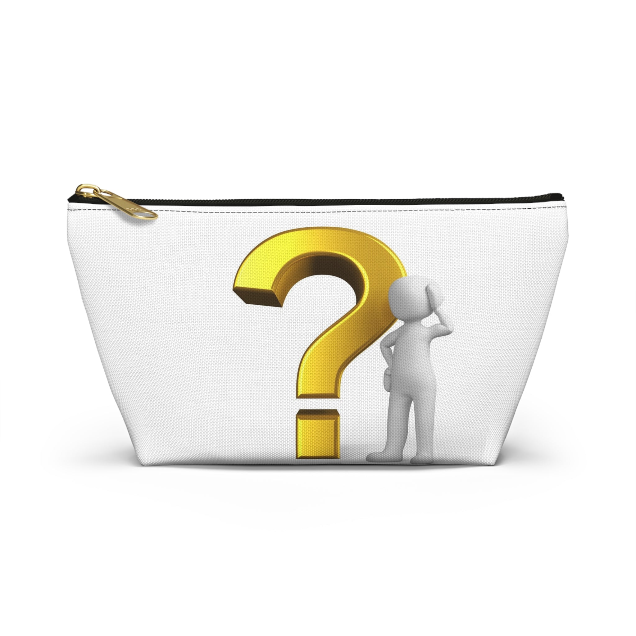 Gold Question Mark with Thinking Figure Accessory Pouch