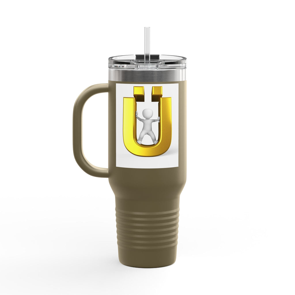 Golden Letter Ü with Figure 40oz Travel Mug | Insulated Tumbler