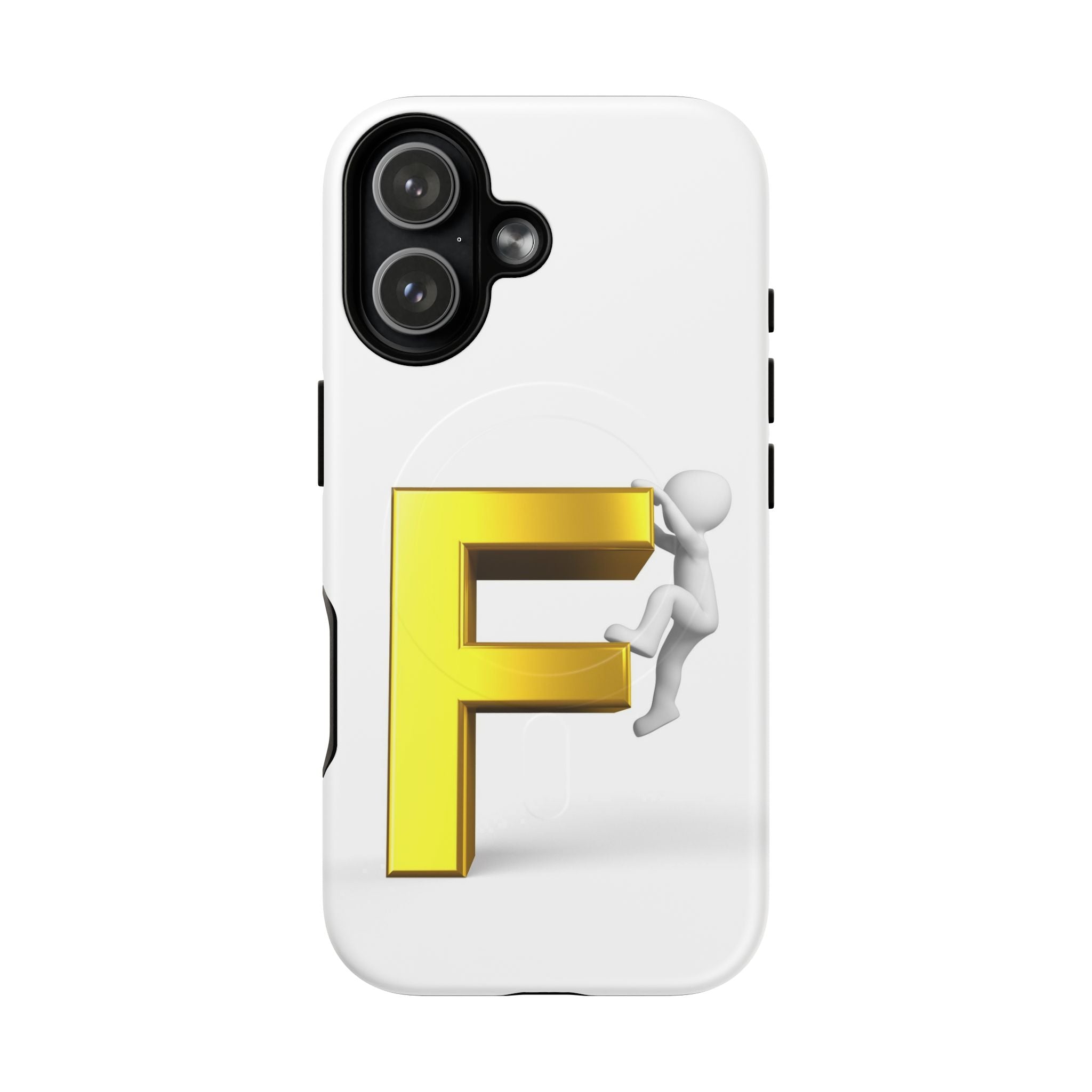 3D Gold Letter F Climber Phone Case | Magnetic Tough Case