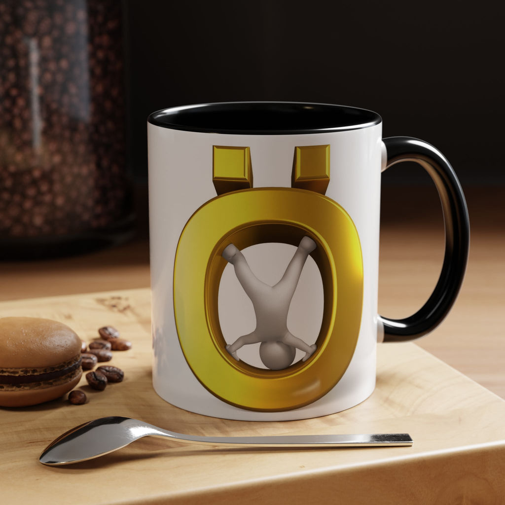 3D Gold Ö Letter Coffee Mug | Accent Handle, Black Interior
