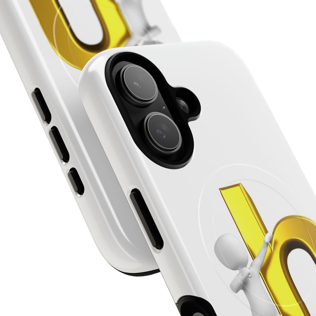 3D Person Pushing Gold Letter h Phone Case | Tough Magnetic Case