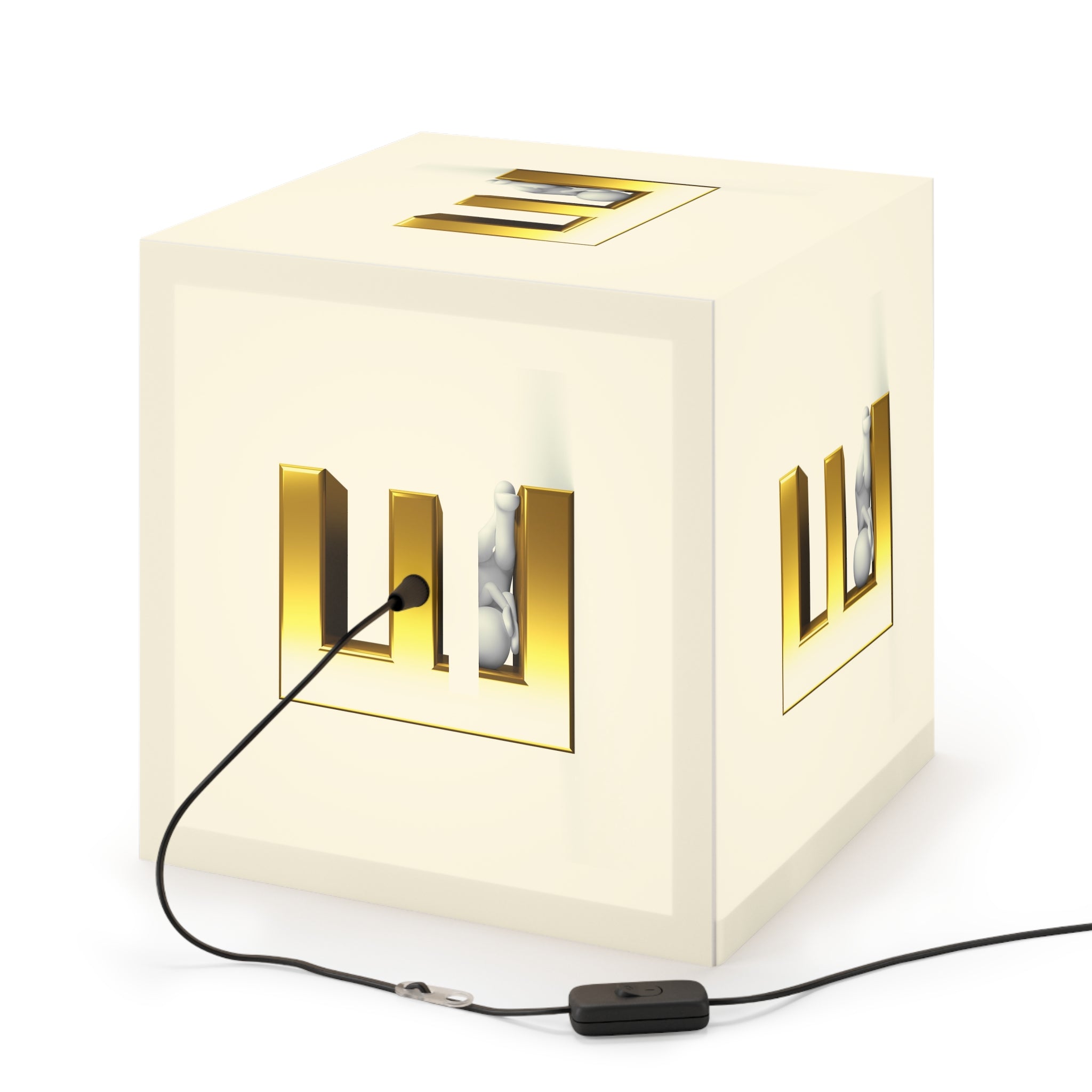 Gold Letter E Cube Lamp | Light Cube Lamp