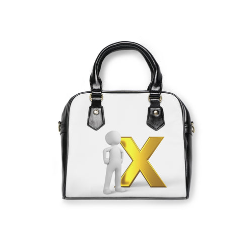Personnage 3D avec Sac à Main en Or avec Bandoulière en Forme de X | Sac à Monogramme Initiales
