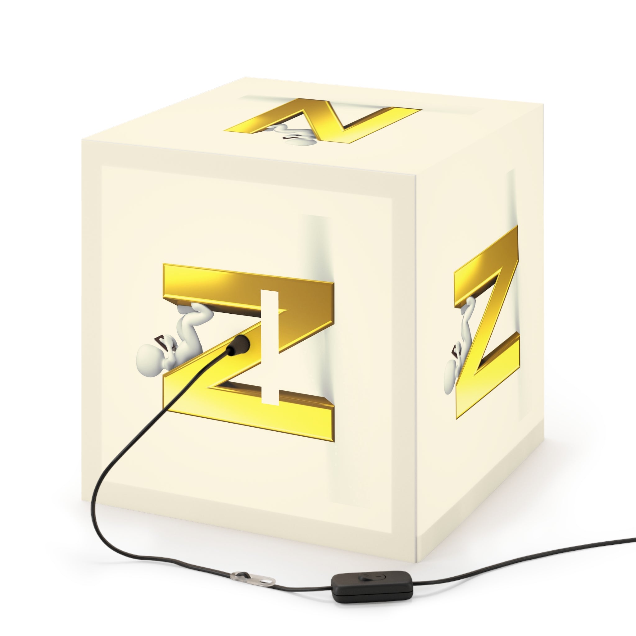Gold Letter N Cube Lamp | Initial Monogram Light Cube
