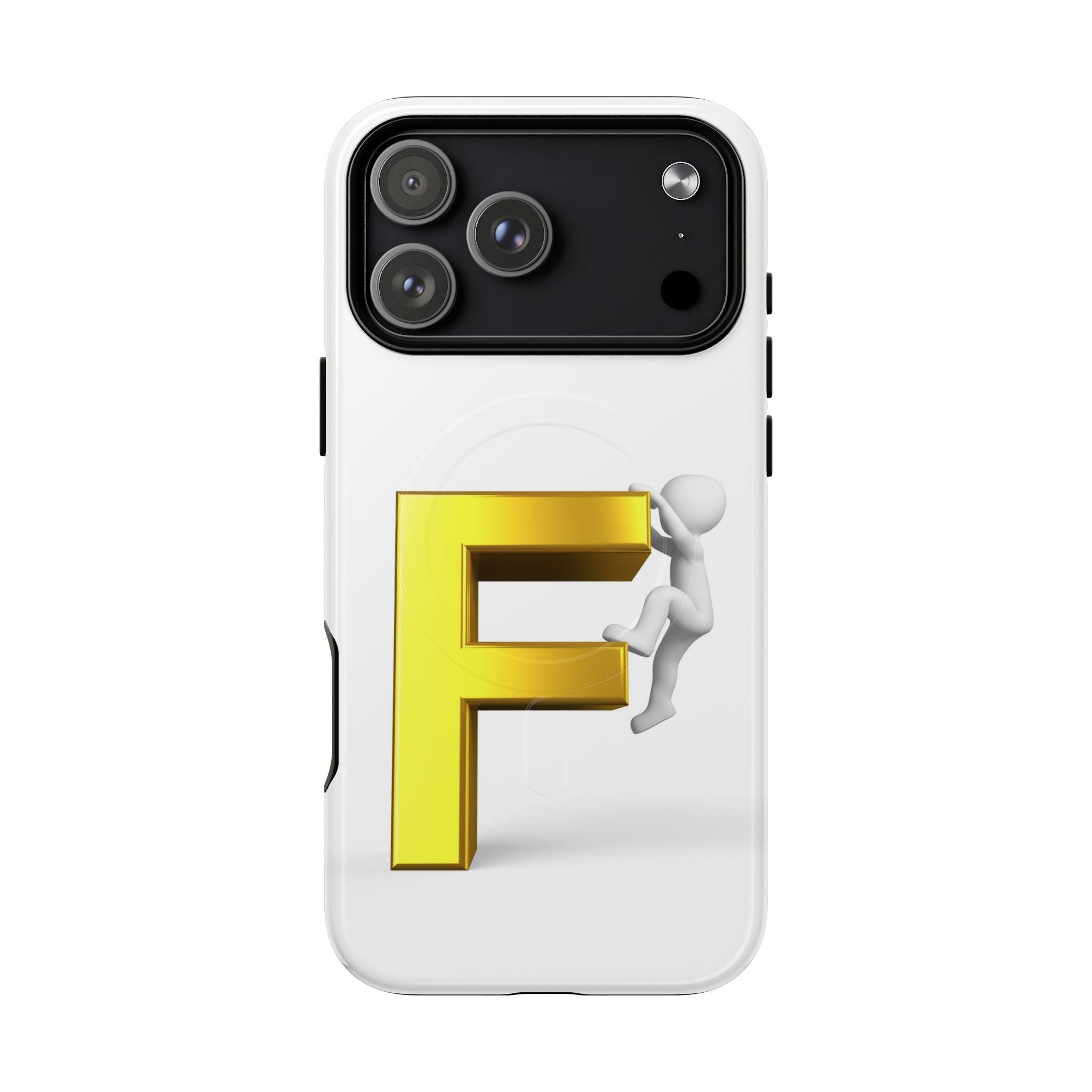 3D Gold Letter F Climber Phone Case | Magnetic Tough Case