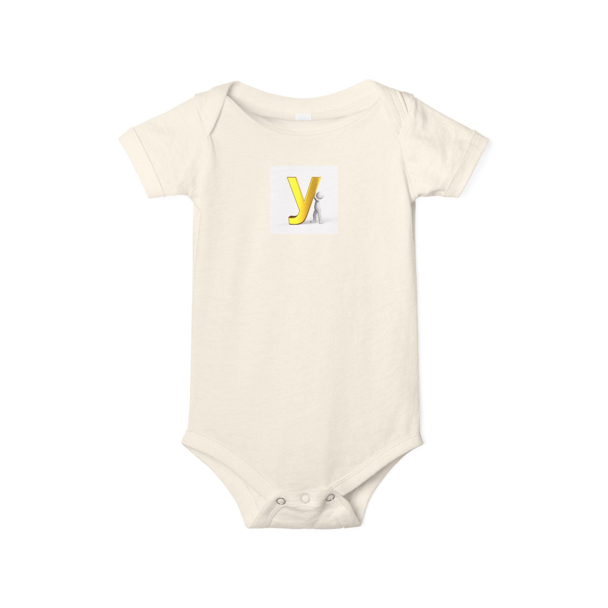 Cache-couche à initiales lettre Y jaune | Grenouillère en jersey pour bébé