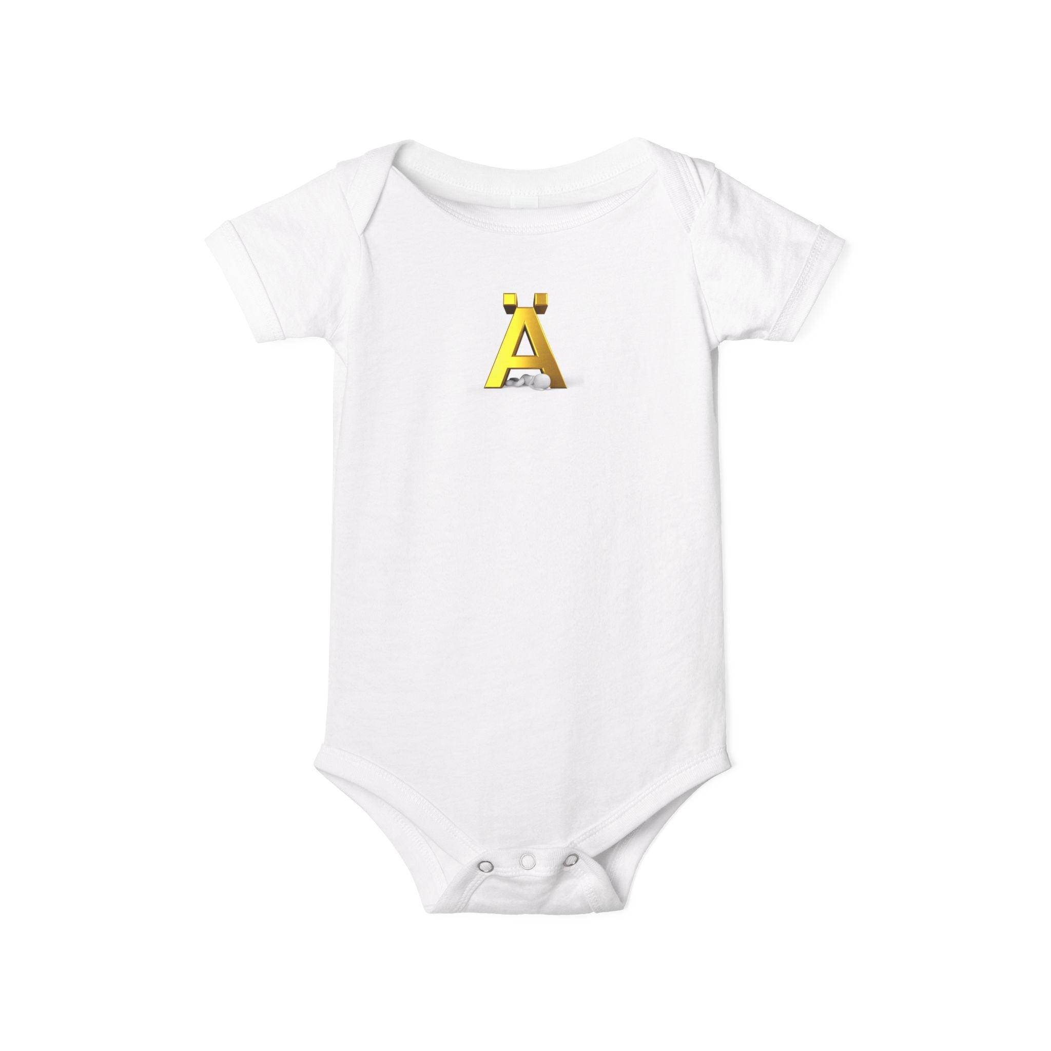 Body une pièce jaune avec la lettre Ä pour bébé | Combinaison en jersey pour nourrisson