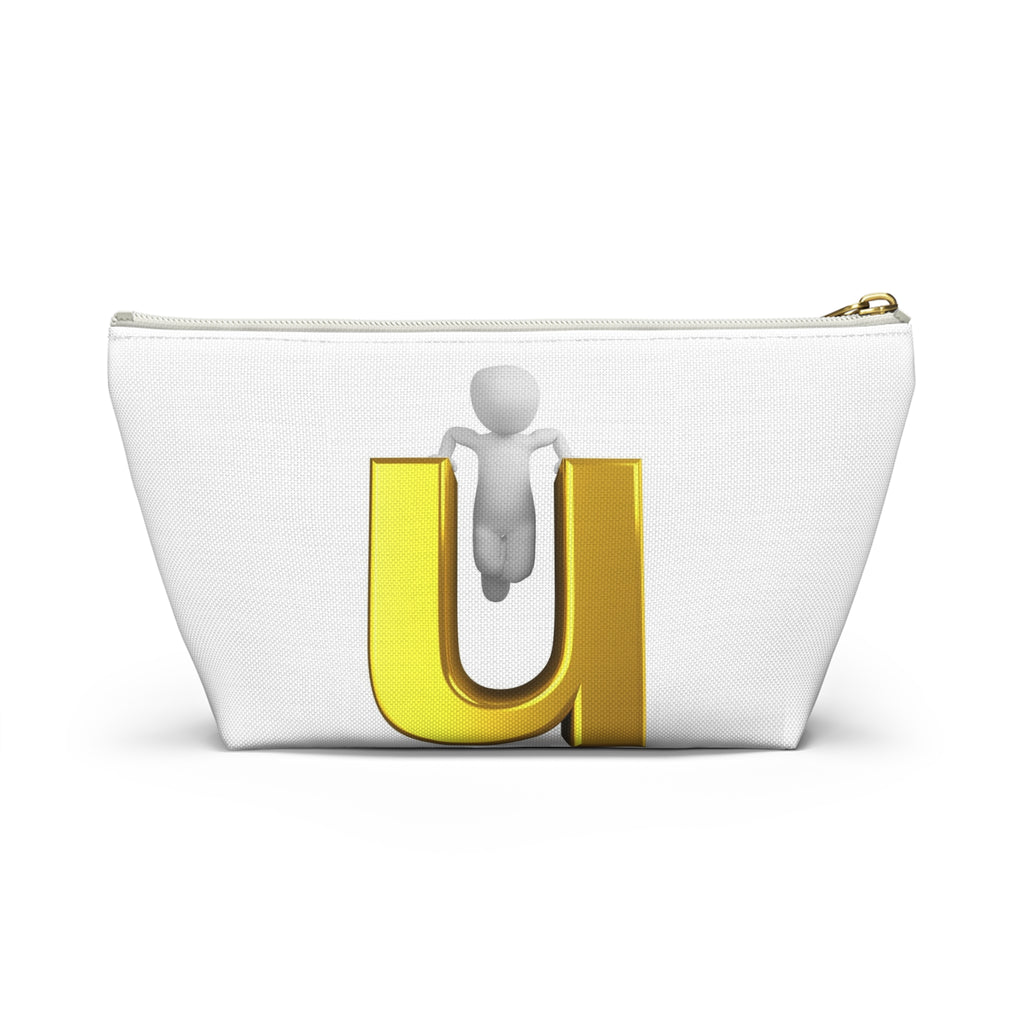 3D Stick Figure Climbing Gold Letter U Accessory Pouch