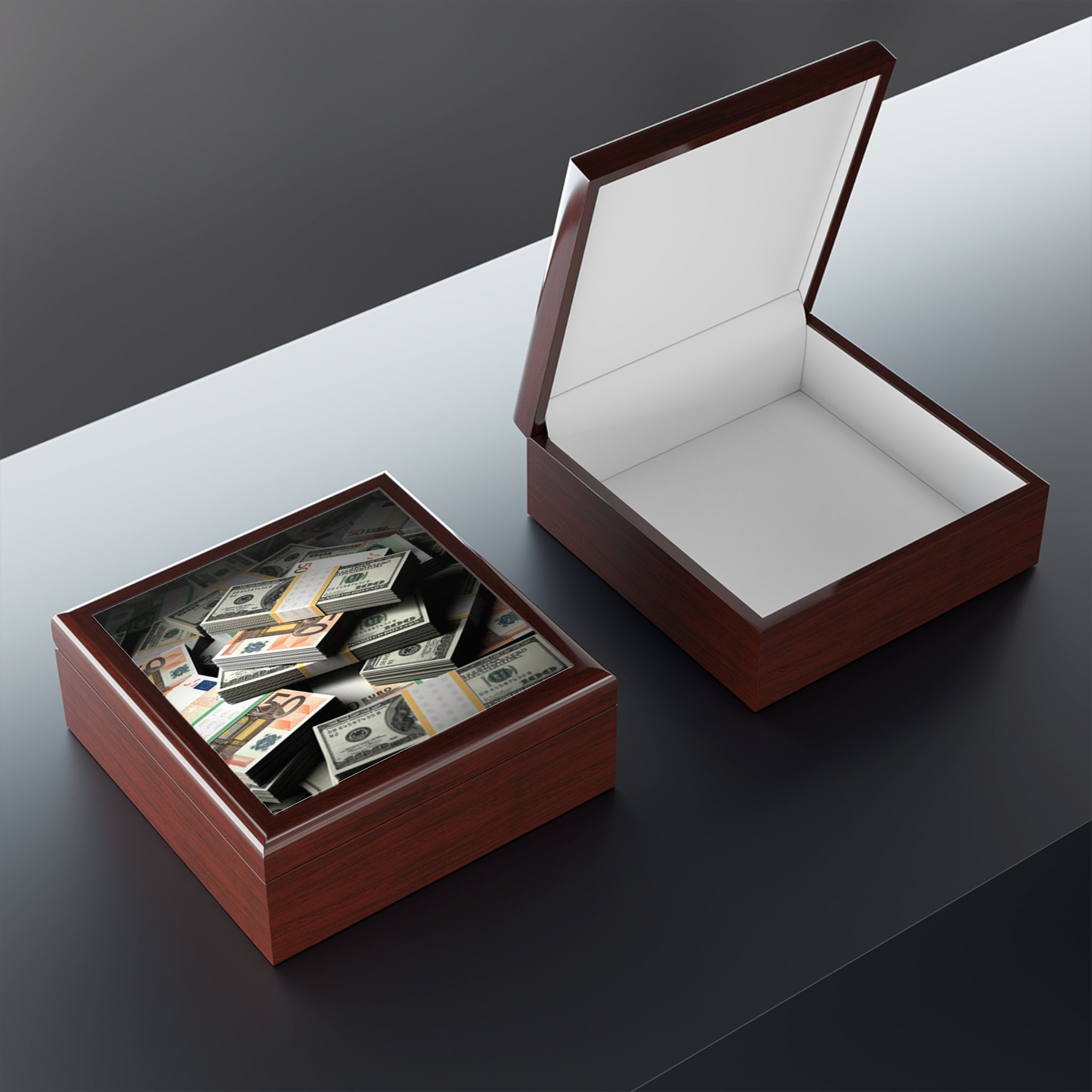 Stacks of Money Jewelry Box | Cash Pattern Keepsake Box