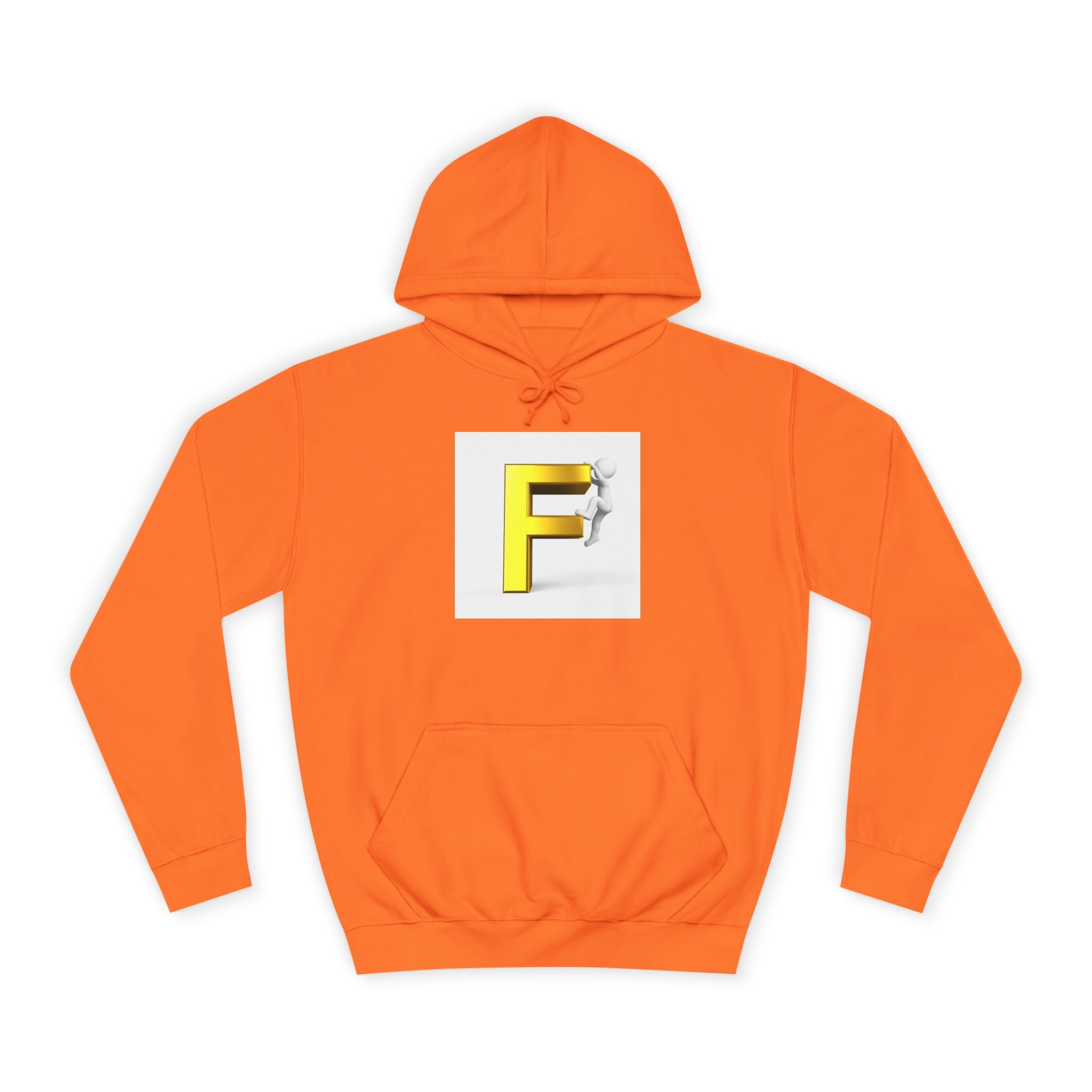 3D Gold Letter F Hoodie | Climbing Figurine Letterman Style