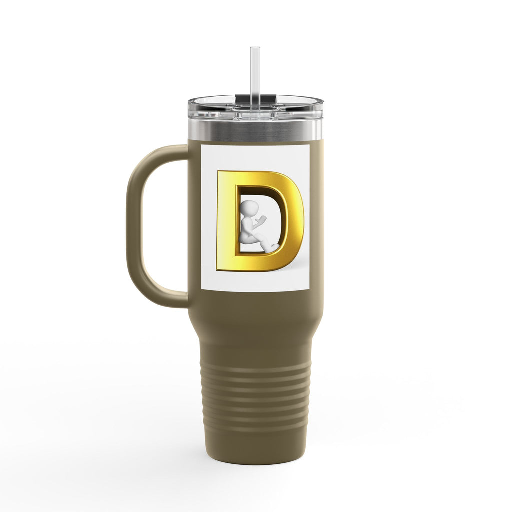 Gold D Monogram Travel Mug | 40oz Insulated Tumbler