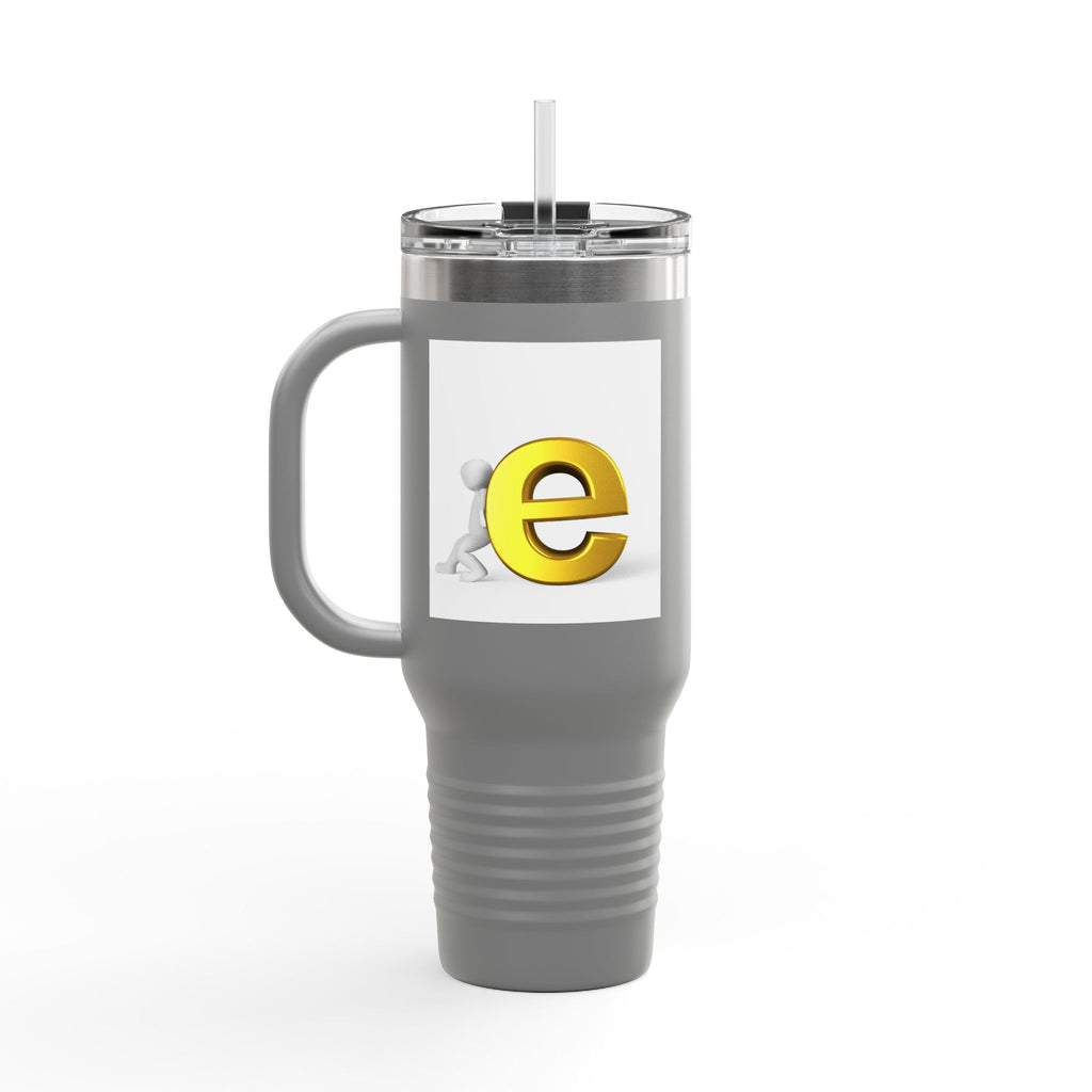 Yellow 3D Letter E Character Travel Mug | Insulated 40oz Tumbler