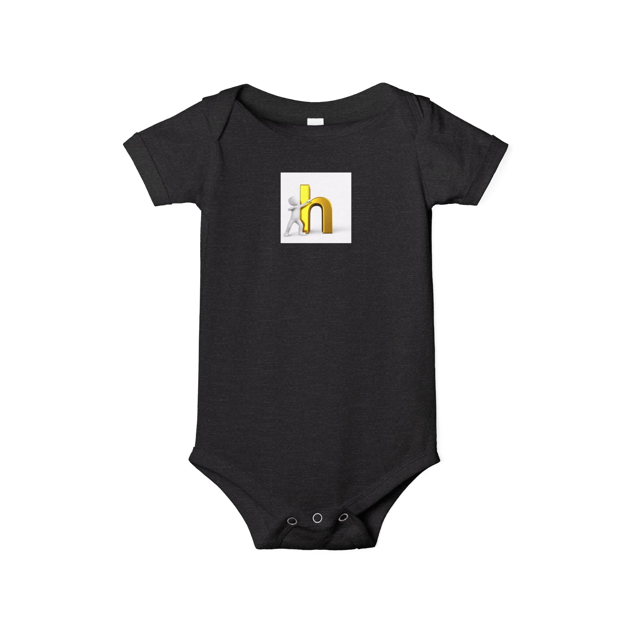 Grenouillère bébé jaune avec lettre H en 3D | Body bébé