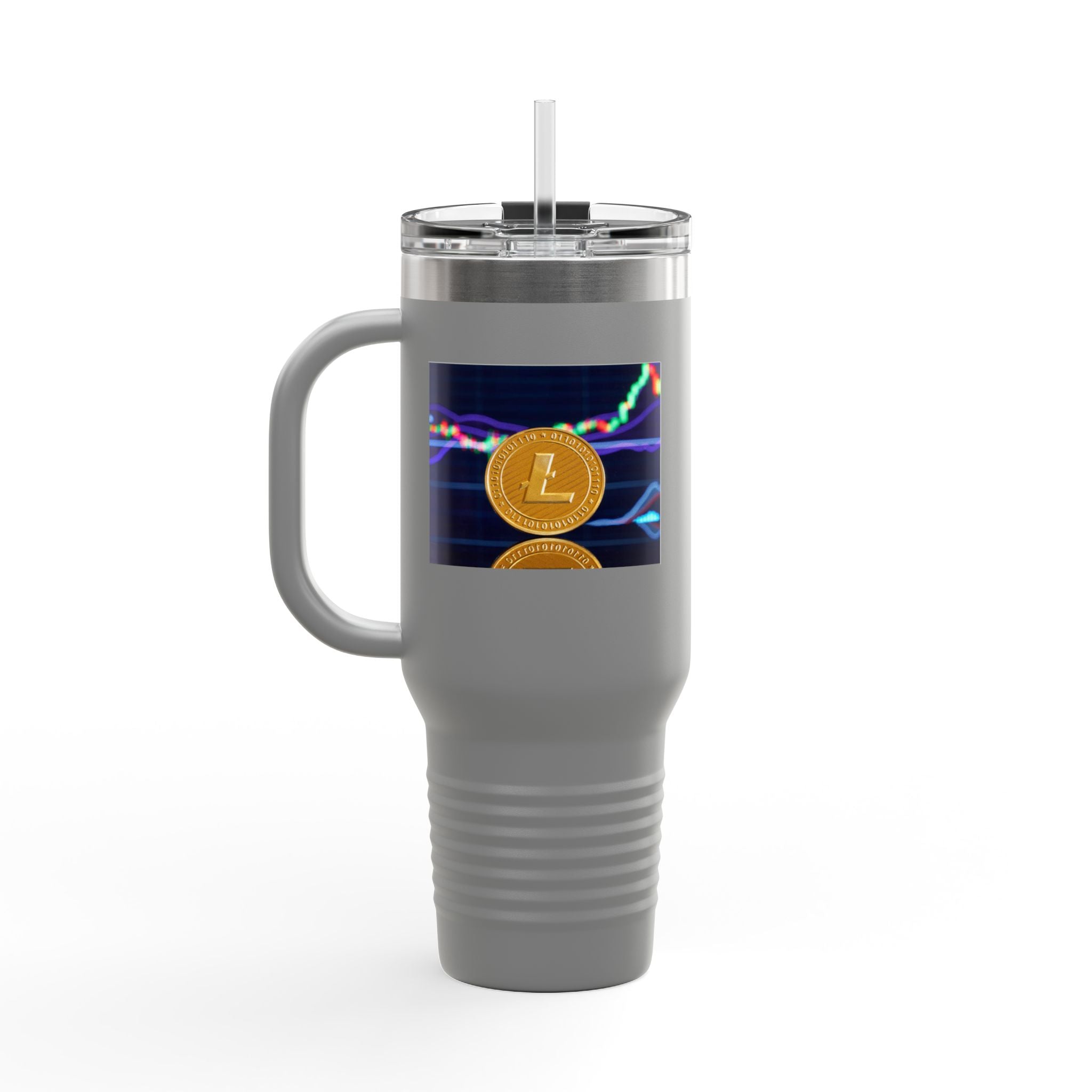 Litecoin Crypto Coin with Price Chart Tumbler | 40oz Insulated Travel Mug