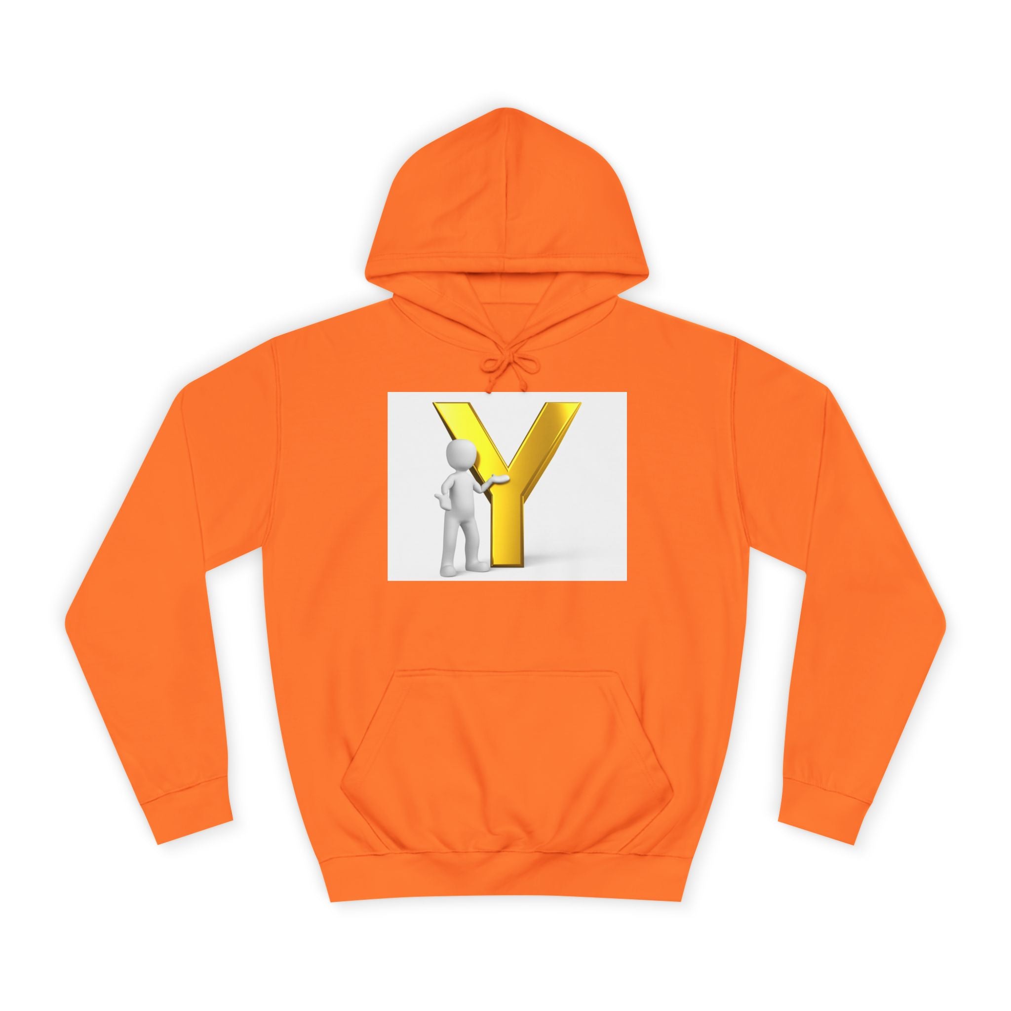 Sweat à capuche lettre Y en or 3D avec figurine | Monogramme initial