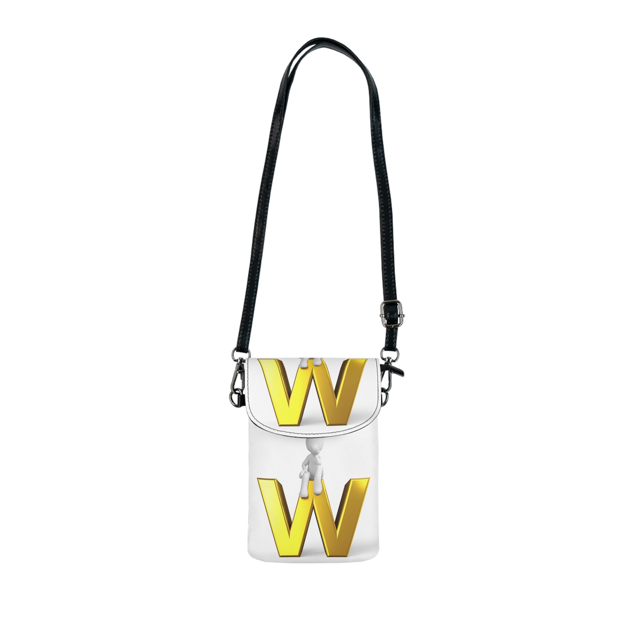 Gold Letter W Monogram Small Cell Phone Wallet | Crossbody Phone Pouch