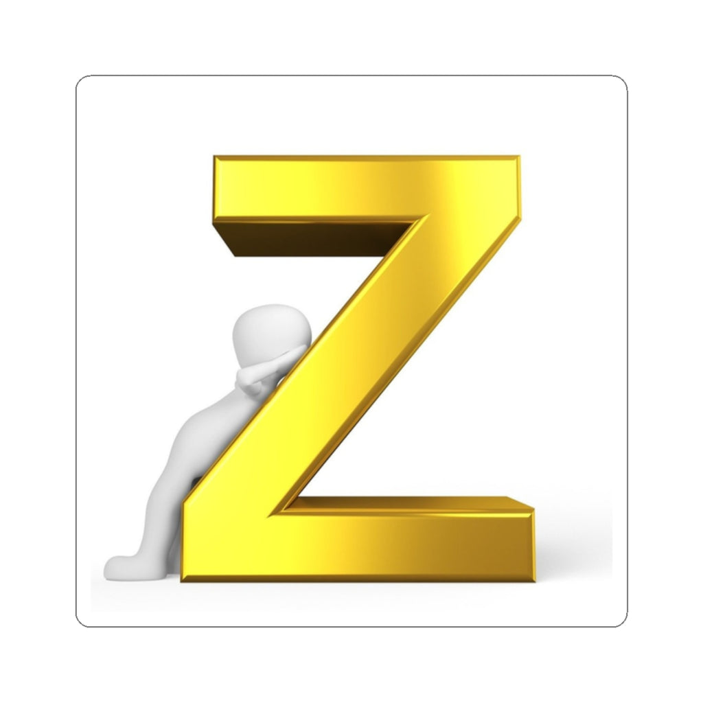 Gold 3D Letter Z Sticker | Alphabet Initial Laptop Decal
