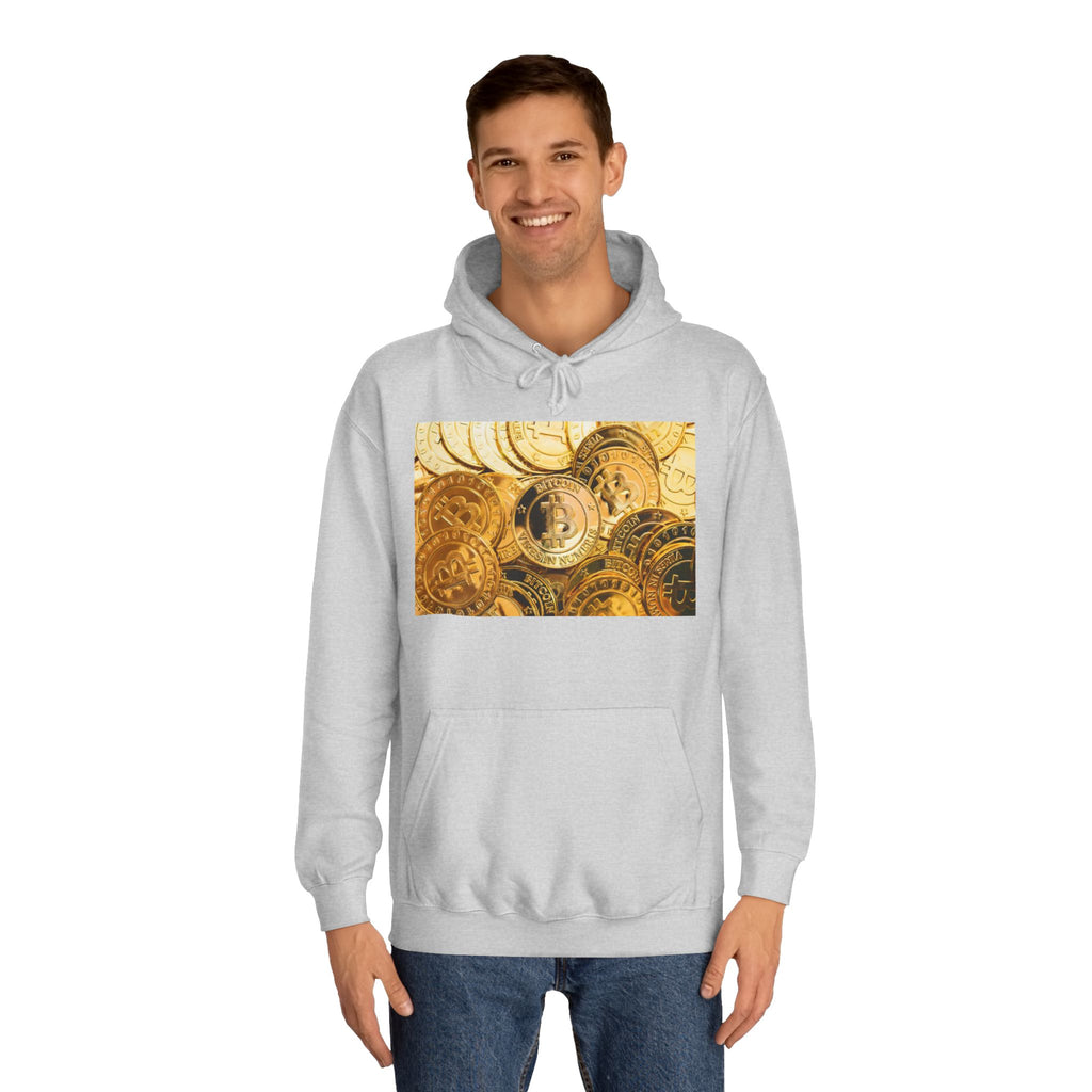 Golden Bitcoin Coins Hoodie | Crypto Cryptocurrency Crypto Art, Digital Currency Apparel