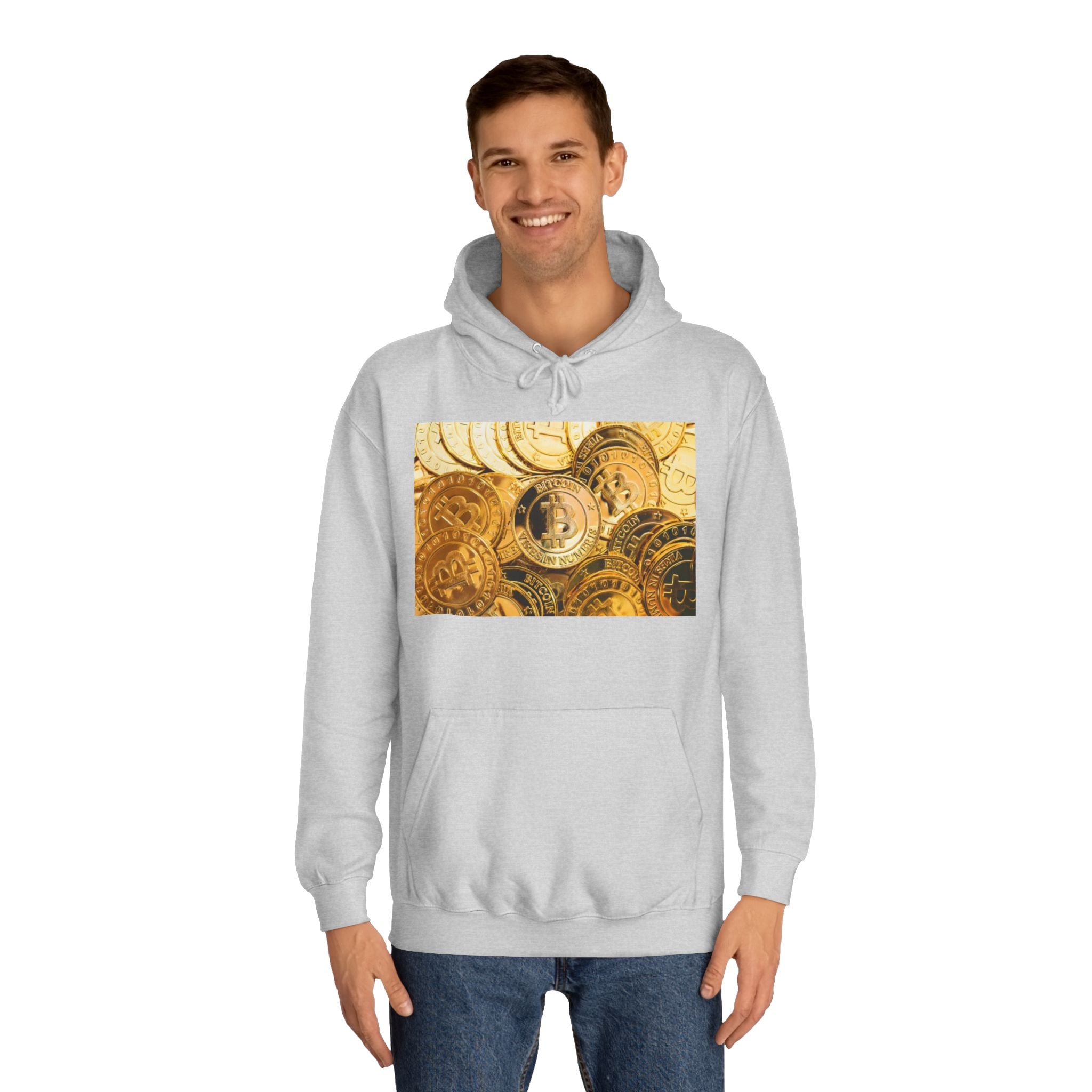 Golden Bitcoin Coins Hoodie | Crypto Cryptocurrency Crypto Art, Digital Currency Apparel