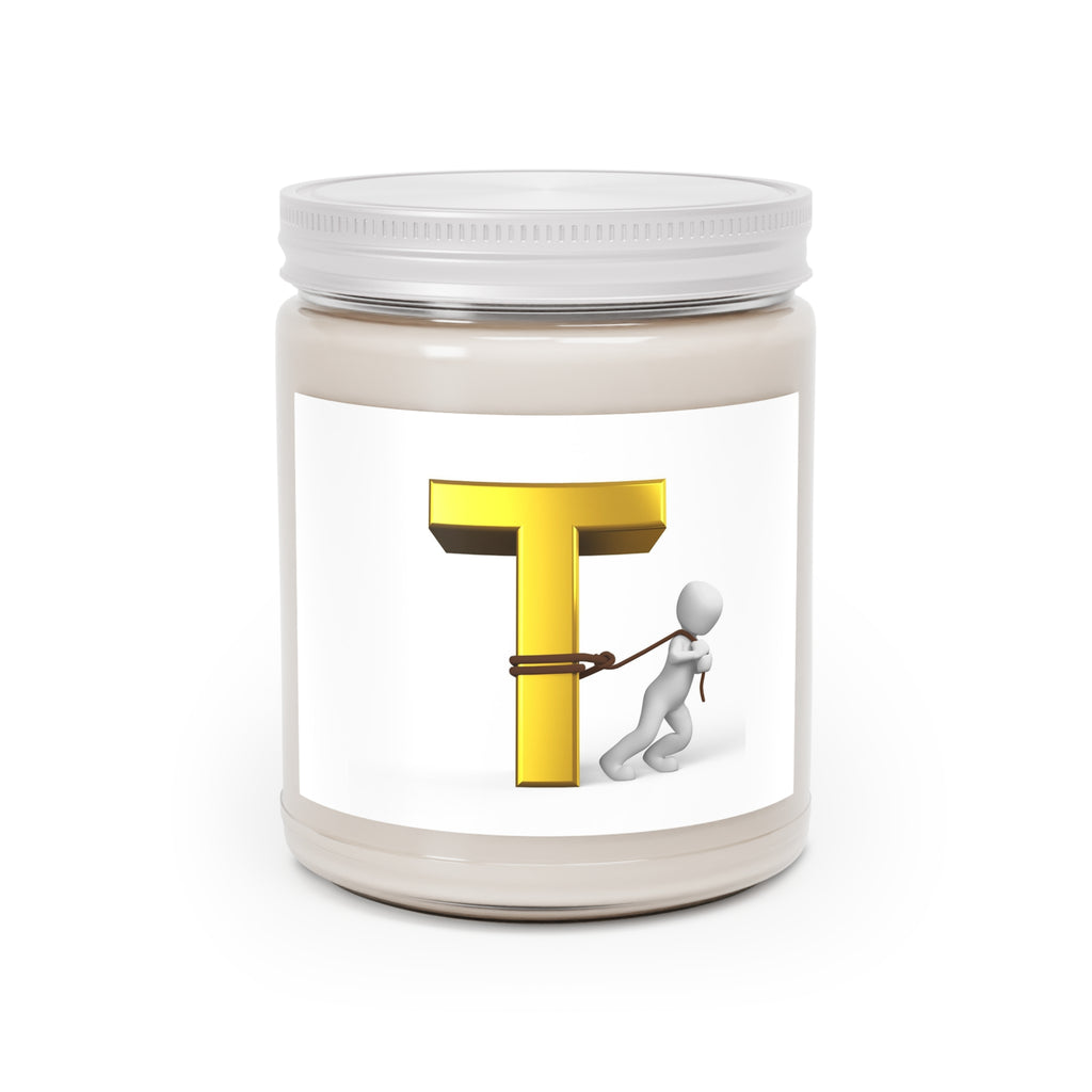 Gold Letter T with Figure Candle 9oz Soy Candle