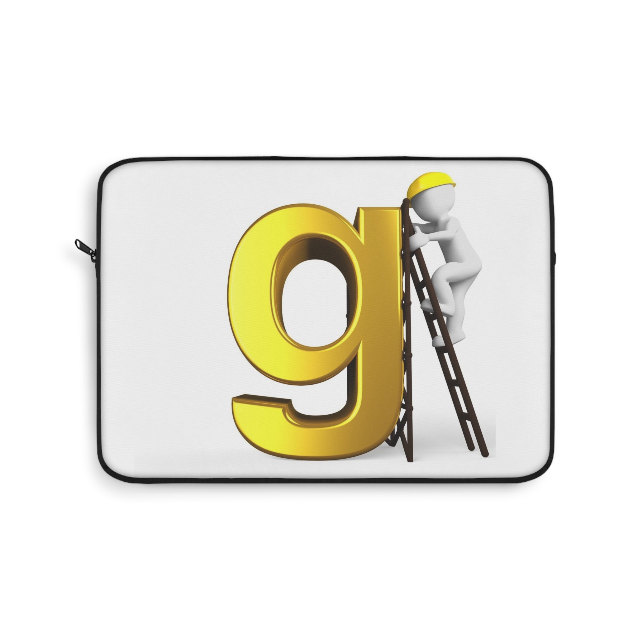 Golden Letter G with Worker Laptop Sleeve | Monogram Initial Tech Case