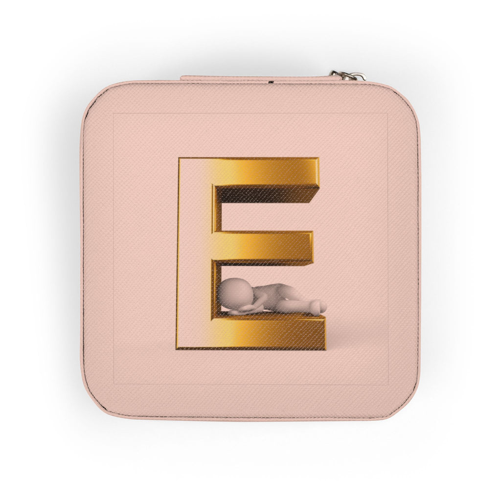Monogram E Jewelry Travel Case | Compact Portable Trinket Organizer
