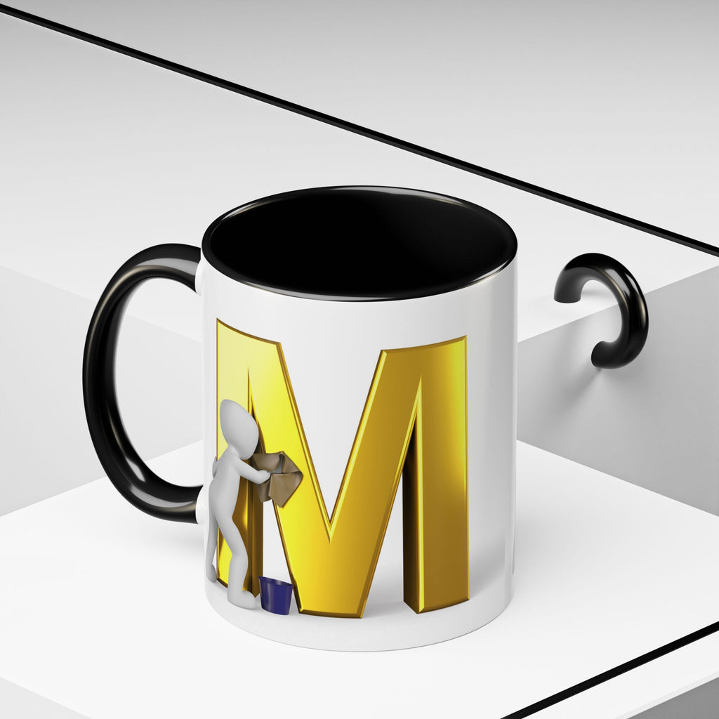Goldfarbene Buchstabe M mit Farbklecks-Akzent Tasse | Kaffeetasse