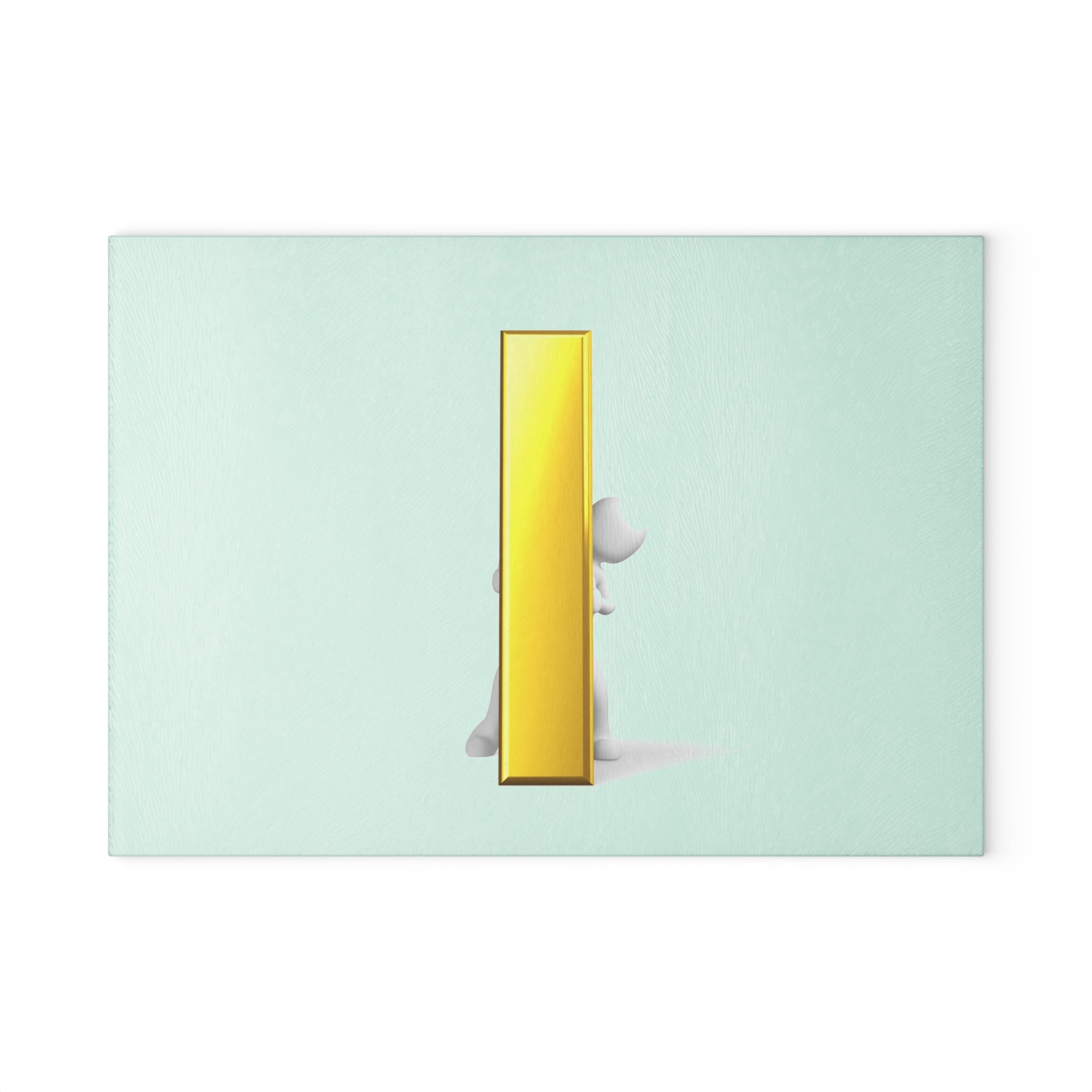 Yellow Letter I Illustration Glass Cutting Board | Minimal Alphabet Kitchen Decor