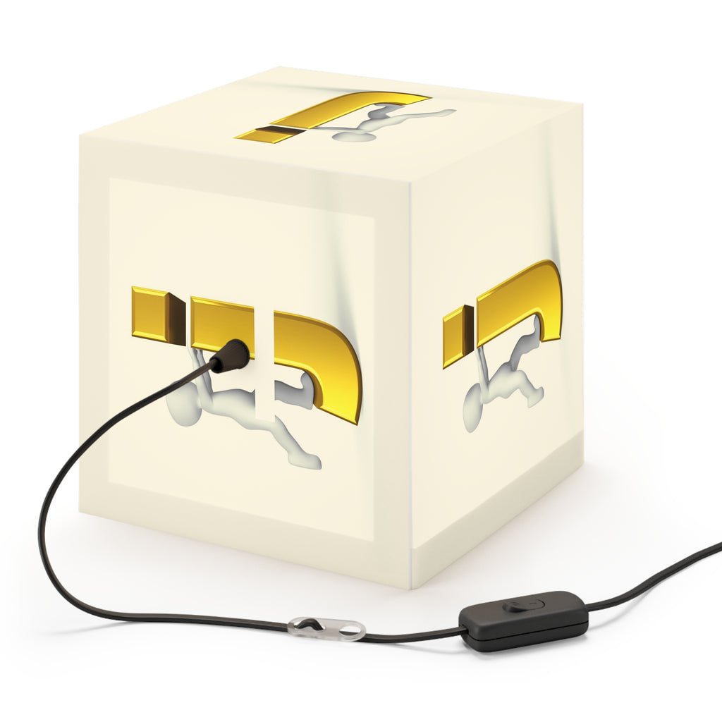 3D Stick Figure Riding Gold Letter J Light Cube Lamp | Personalized Initial Lighting