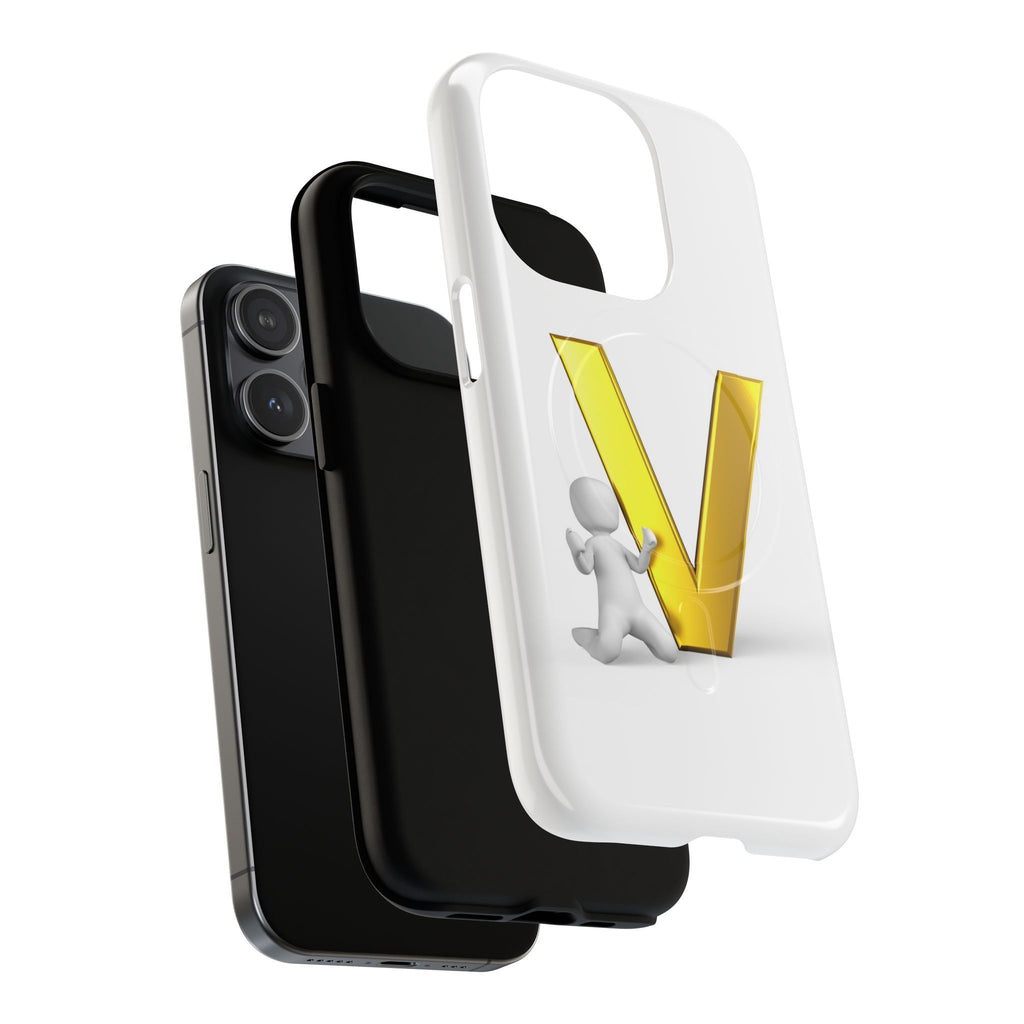 Gold Letter V Monogram Phone Case | Tough Magnetic Case