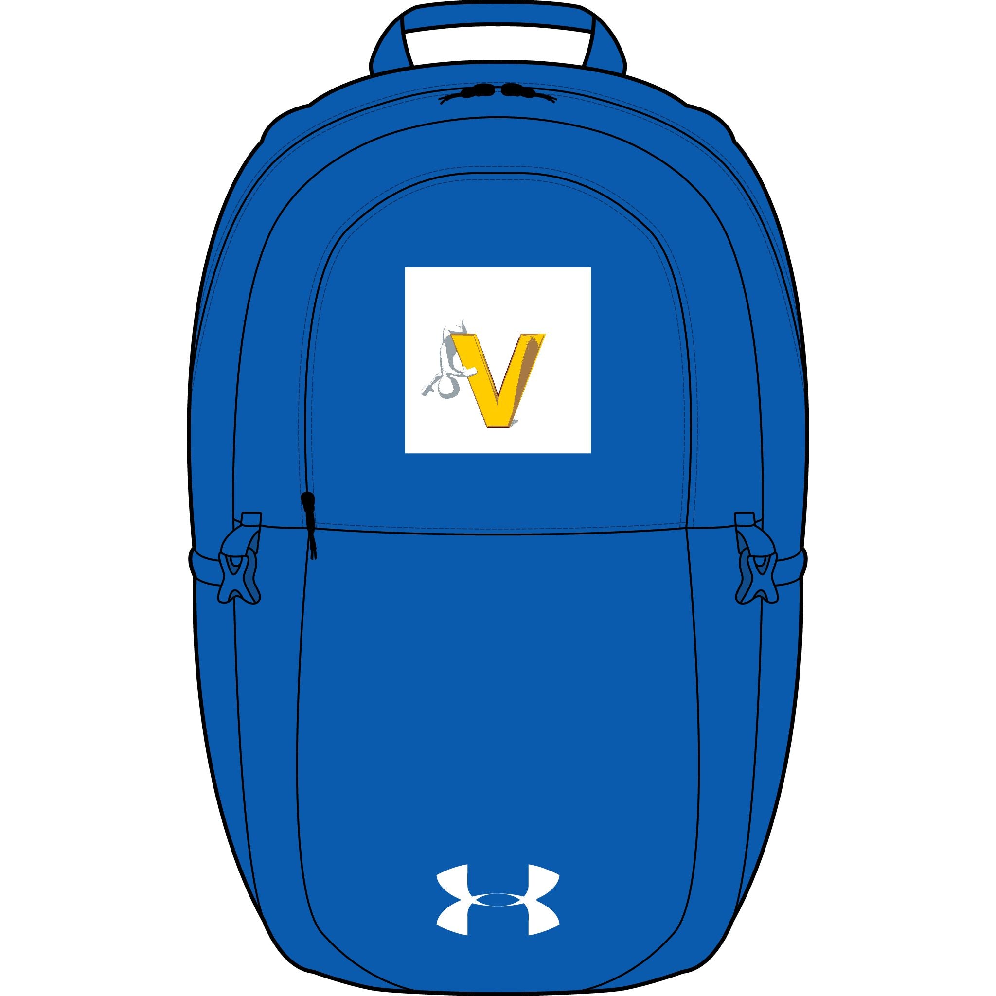 Gelber Rucksack mit V-Logo | Bestickter Sportrucksack