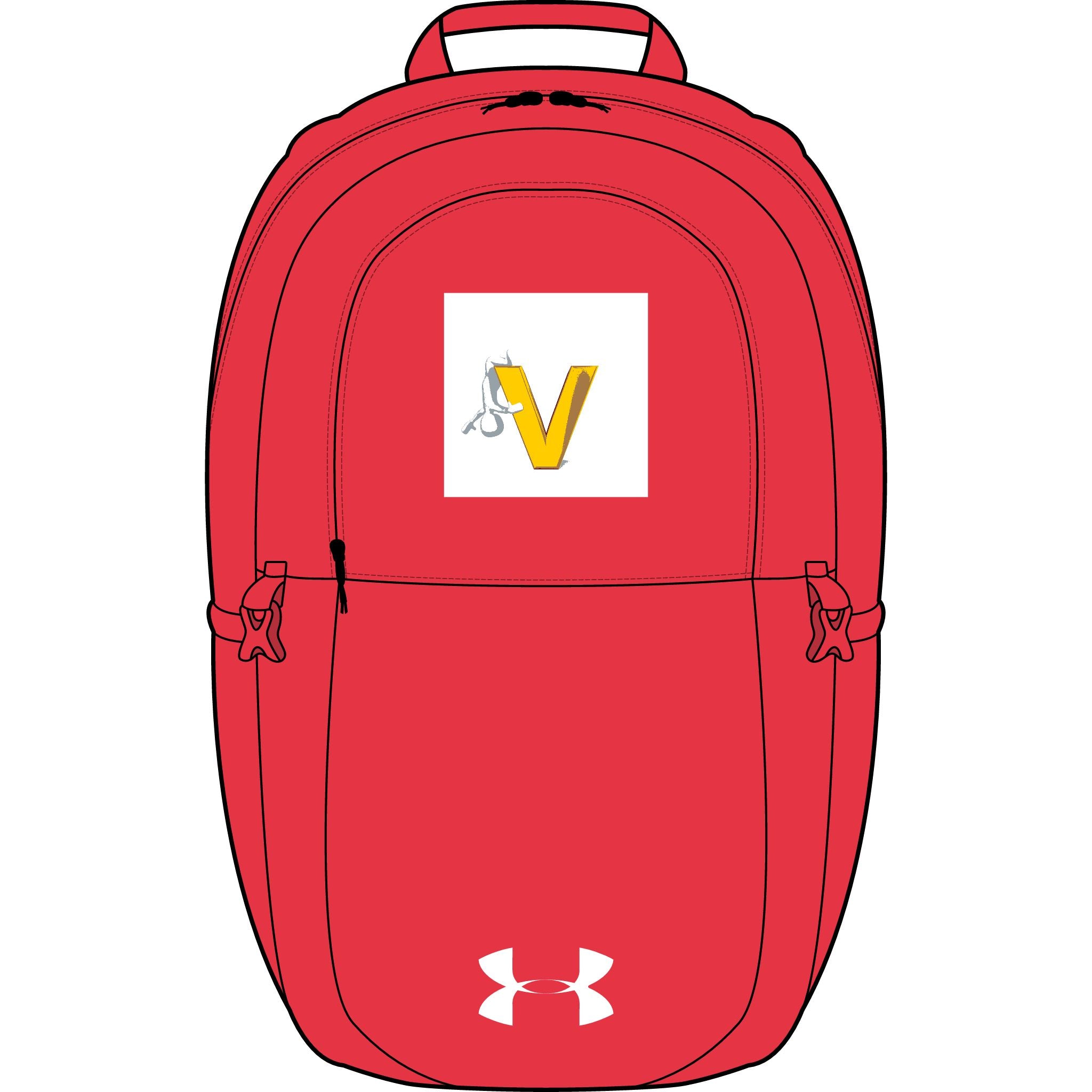 Gelber Rucksack mit V-Logo | Bestickter Sportrucksack