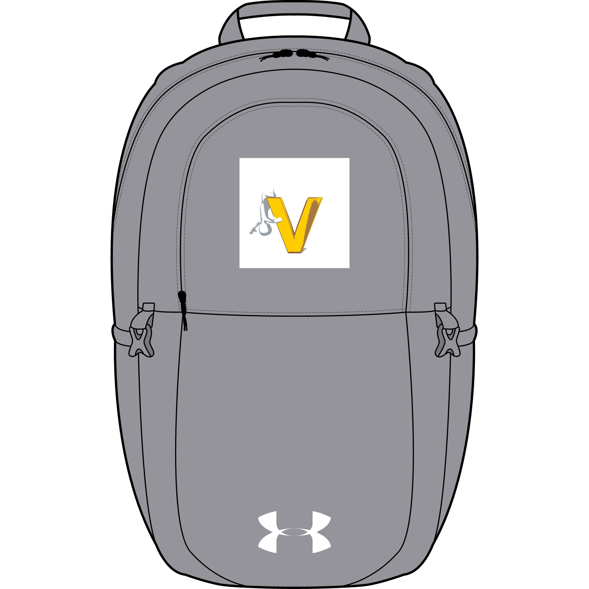 Gelber Rucksack mit V-Logo | Bestickter Sportrucksack