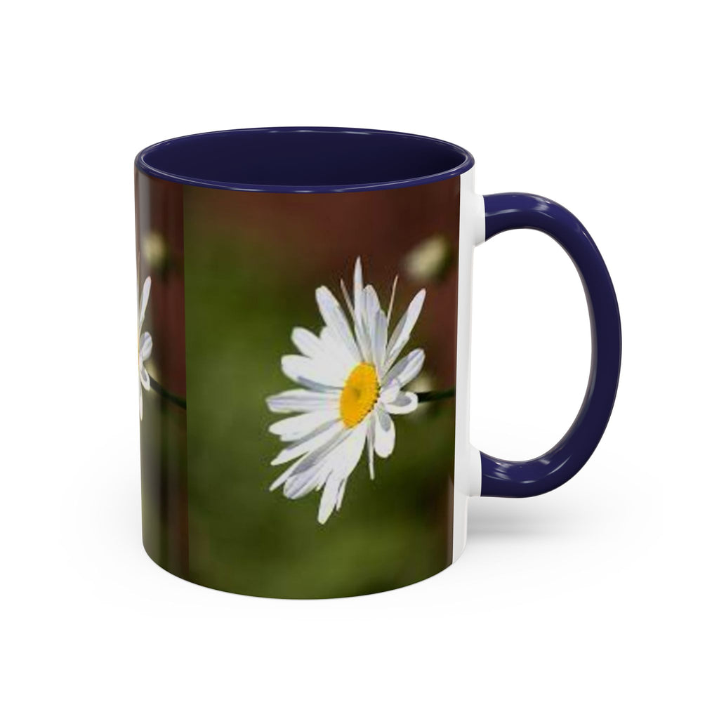 White Daisy Floral Accent Mug | 11oz or 15oz Ceramic