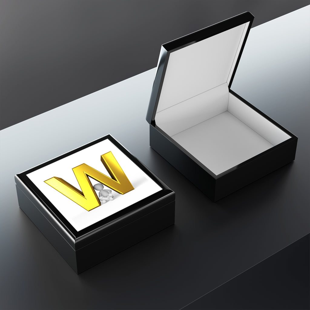 Gold Letter W Monogram Jewelry Box | Personalized Initial Keepsake