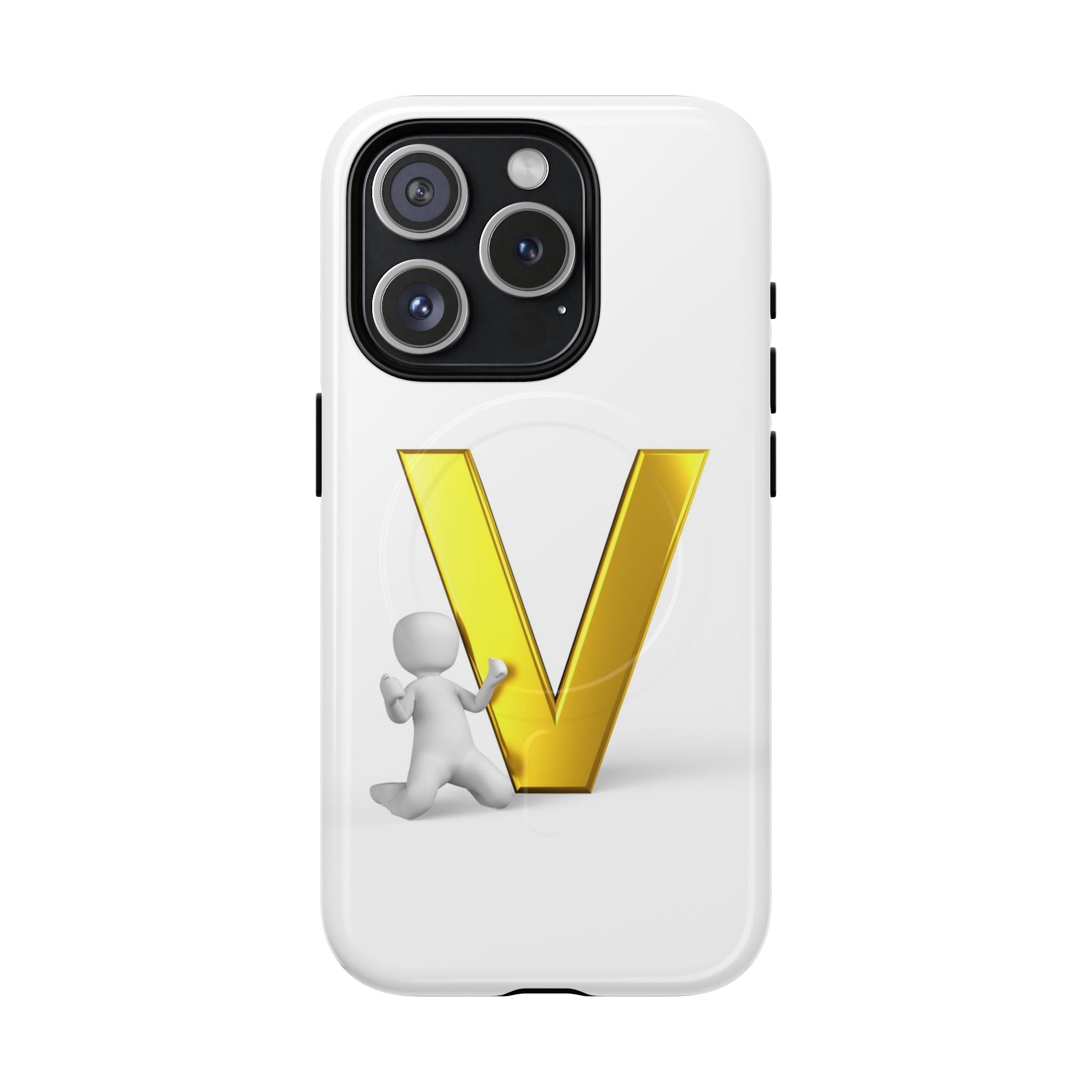 Coque de téléphone à monogramme lettre V dorée | Coque magnétique résistante