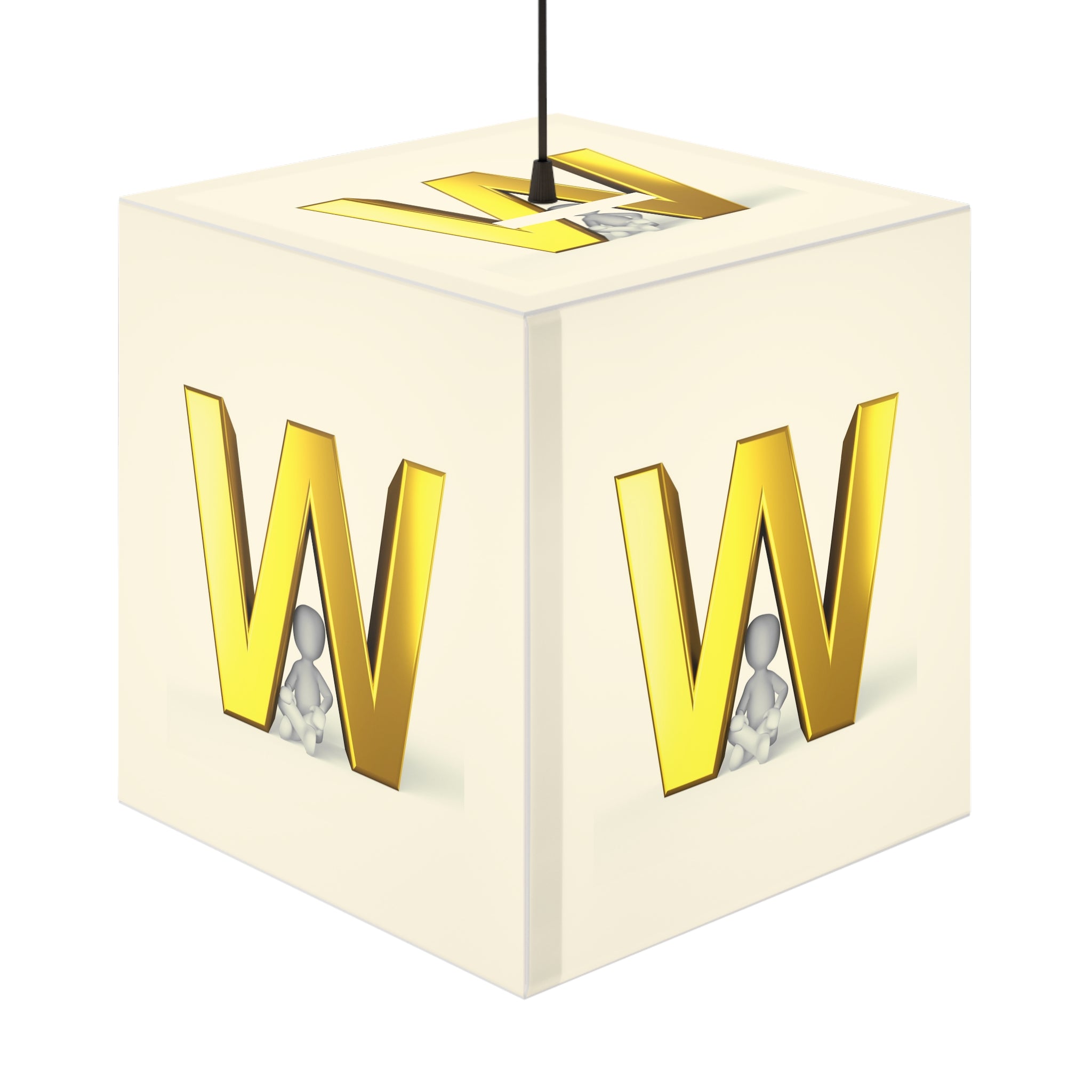 Lampe Cube Lumineux Lettre W Or | Veilleuse Initiale Monogramme