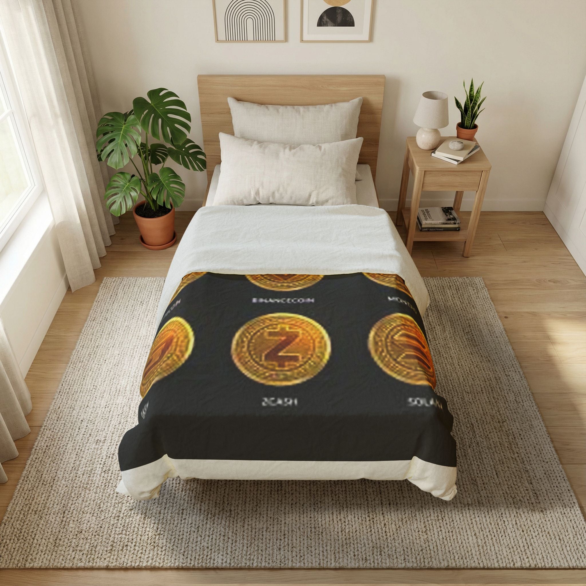 Cryptocurrency Coins Duvet Cover | Bitcoin Ethereum Ripple Litecoin Monero