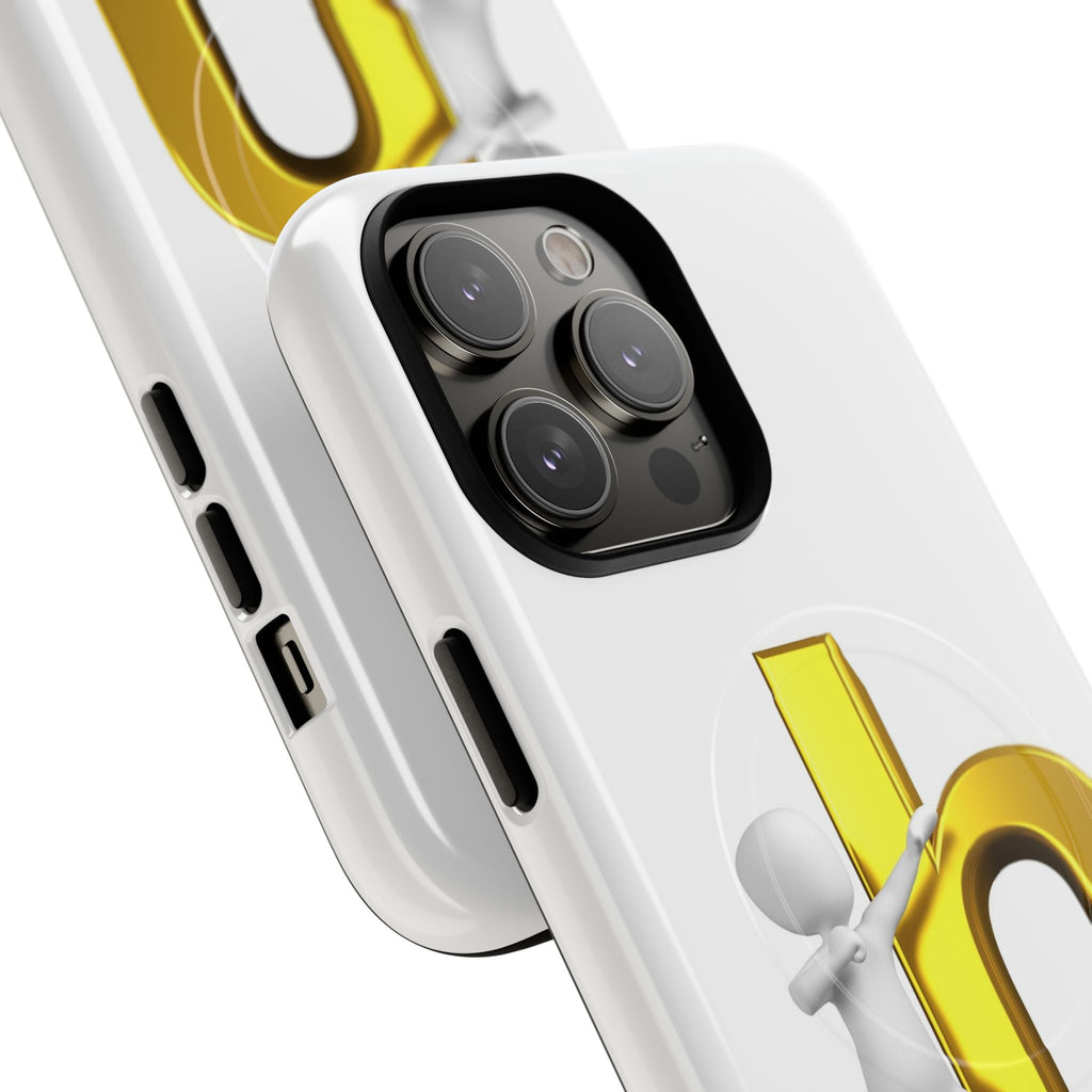 3D Person Pushing Gold Letter h Phone Case | Tough Magnetic Case